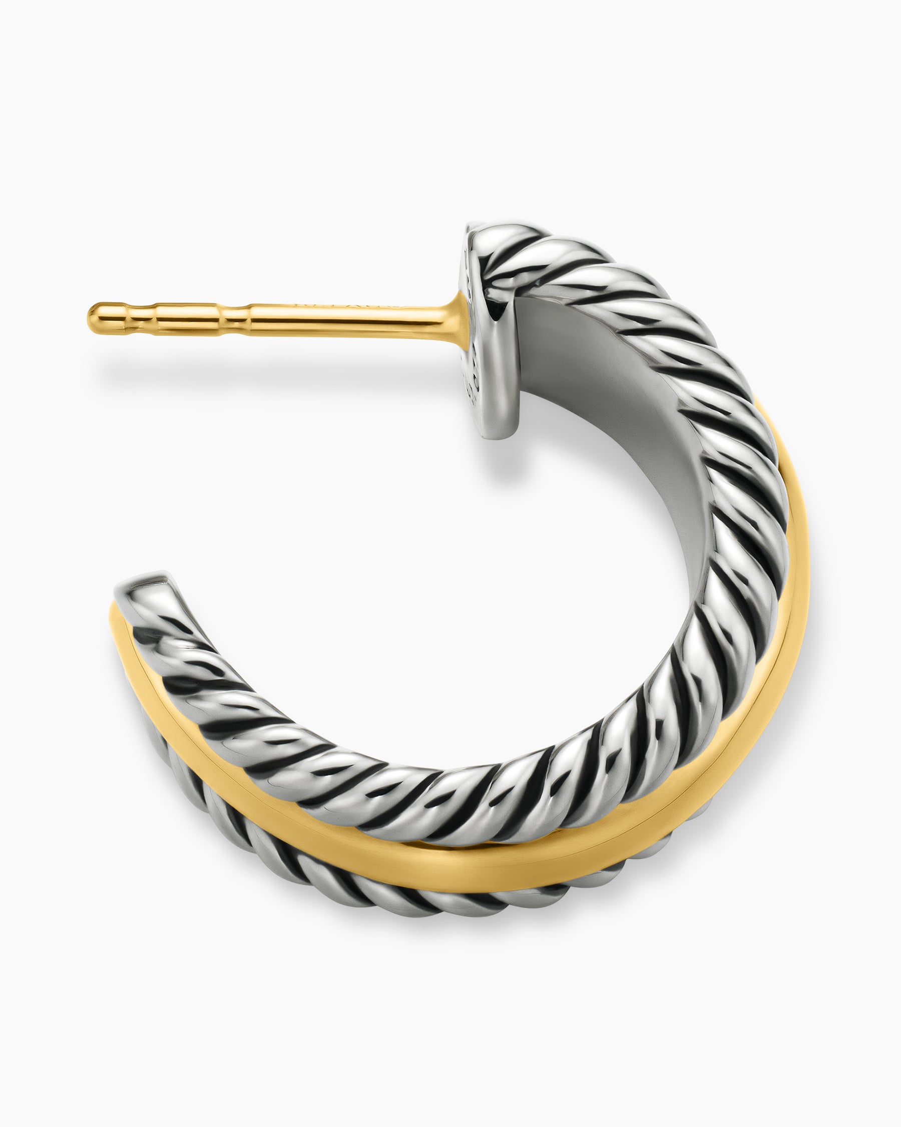 Cable Collectibles Huggie Hoop Earrings in Sterling Silver with 14K Yellow Gold, 15.6mm - Image 3