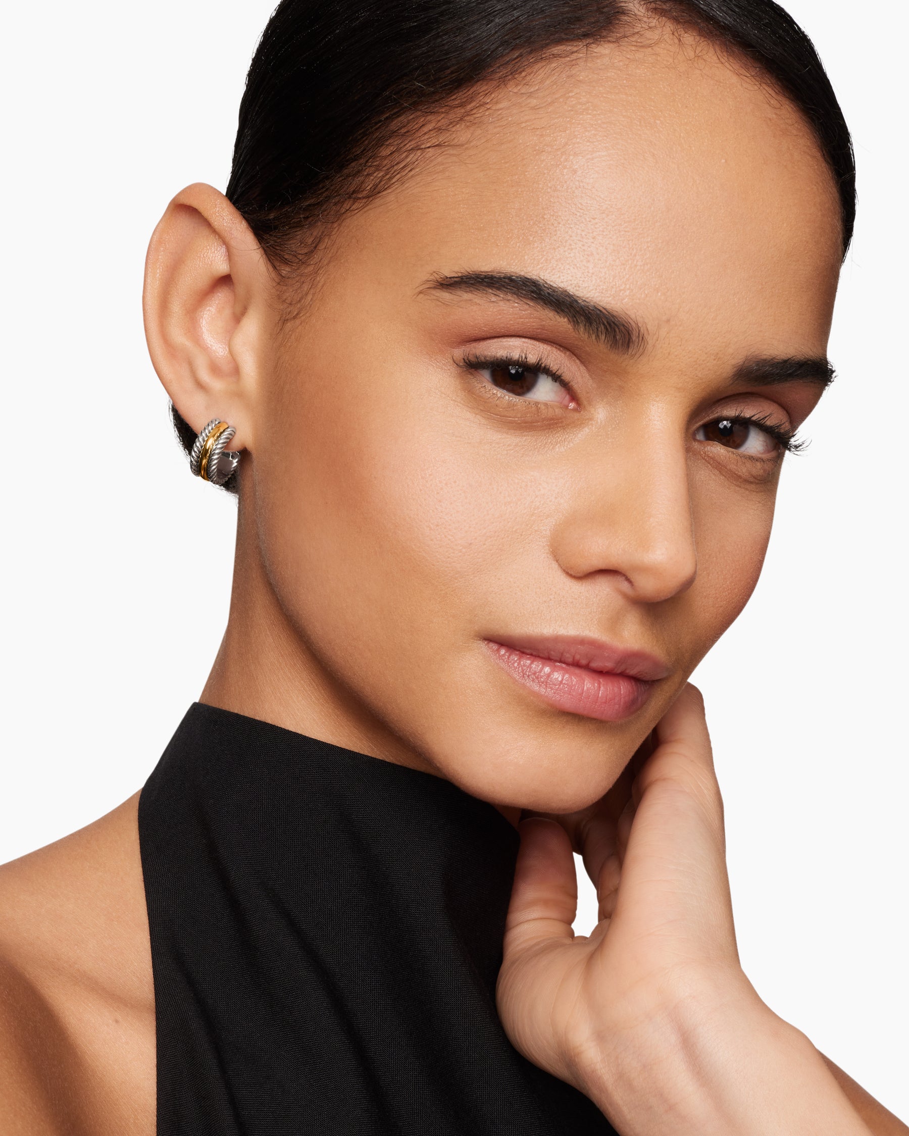 Alternative view of Cable Collectibles Huggie Hoop Earrings in Sterling Silver with 14K Yellow Gold, 15.6mm