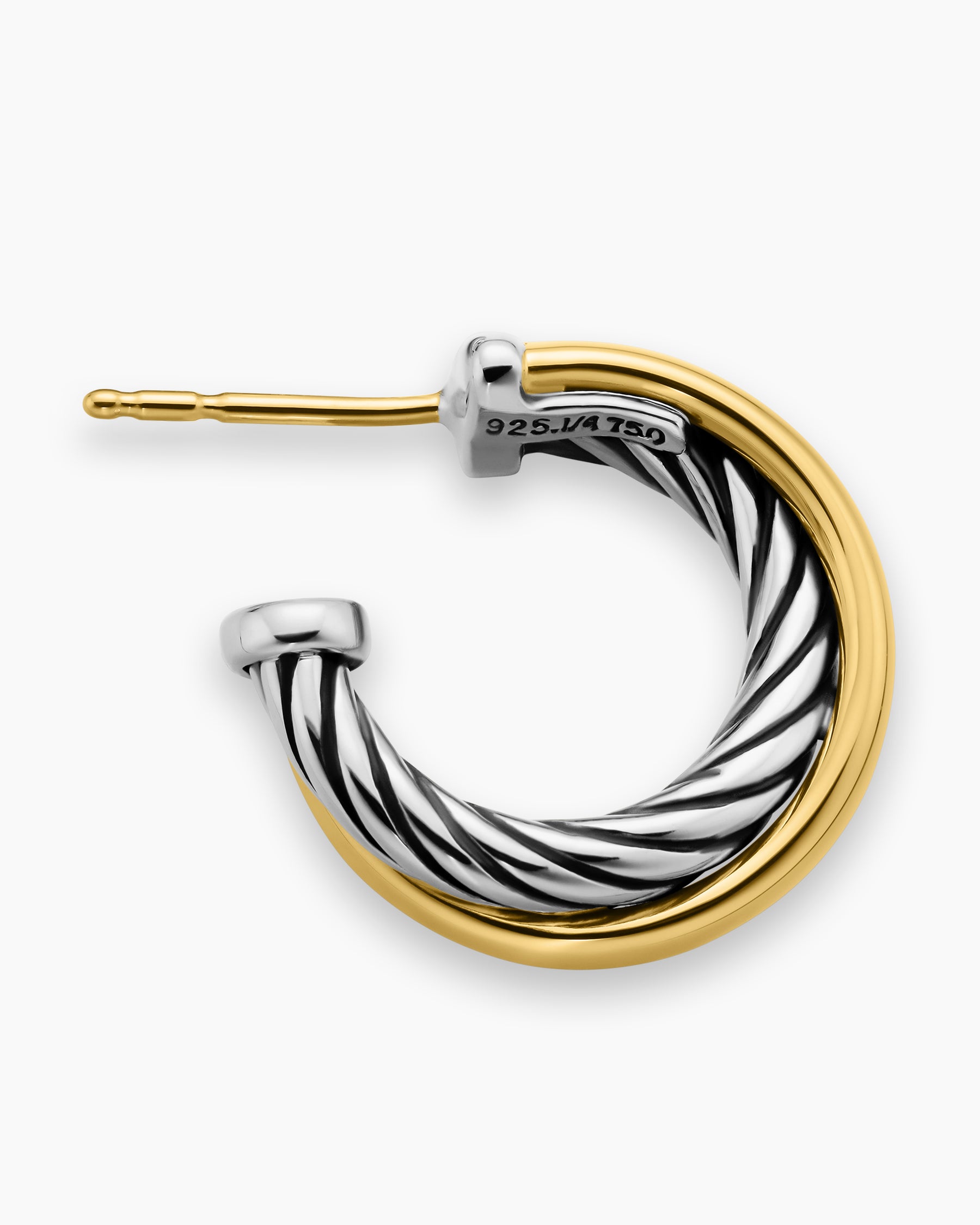 Crossover Hoop Earrings in Sterling Silver with 18K Yellow Gold, 17mm - Image 3
