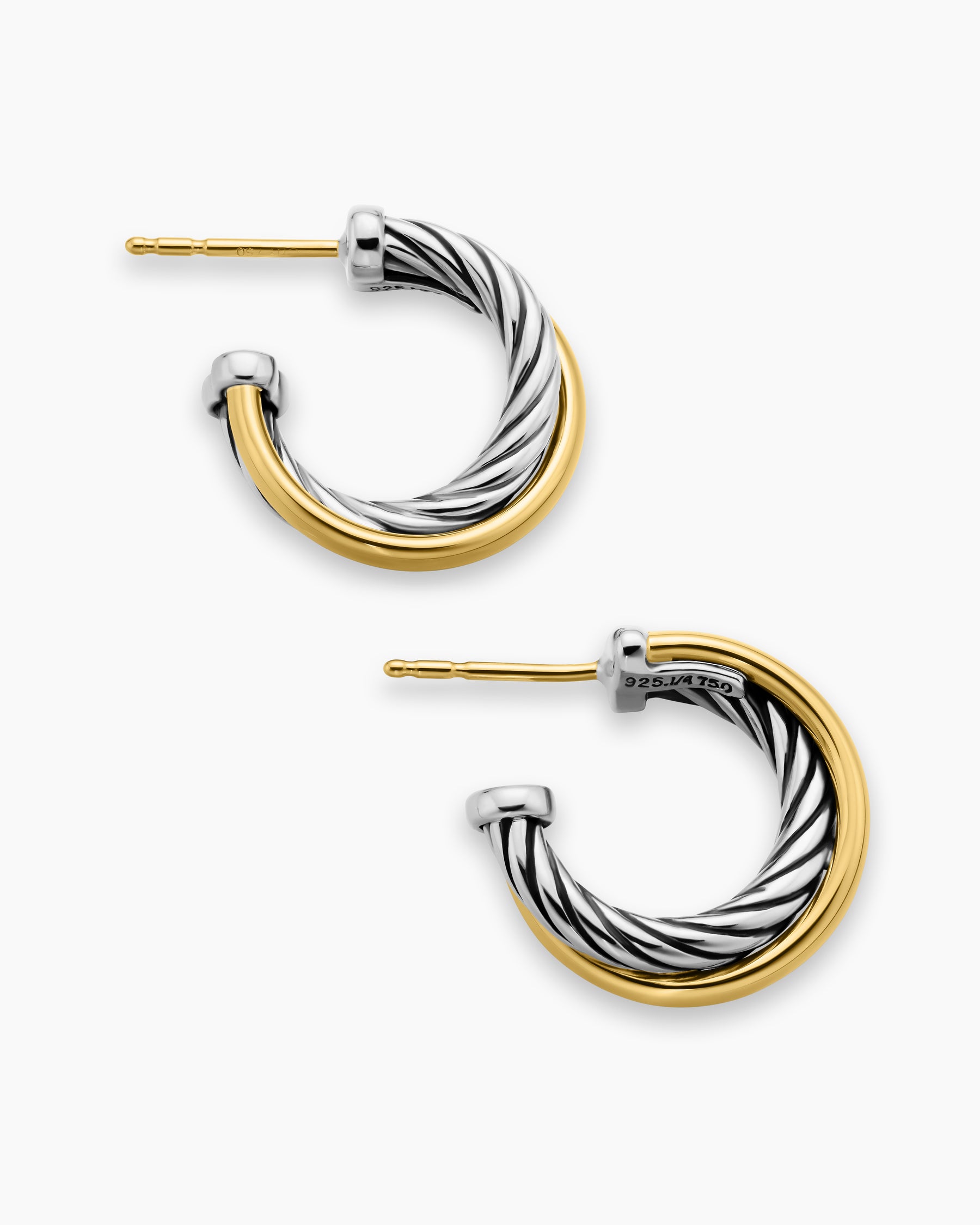Crossover Hoop Earrings in Sterling Silver with 18K Yellow Gold, 17mm - Image 4