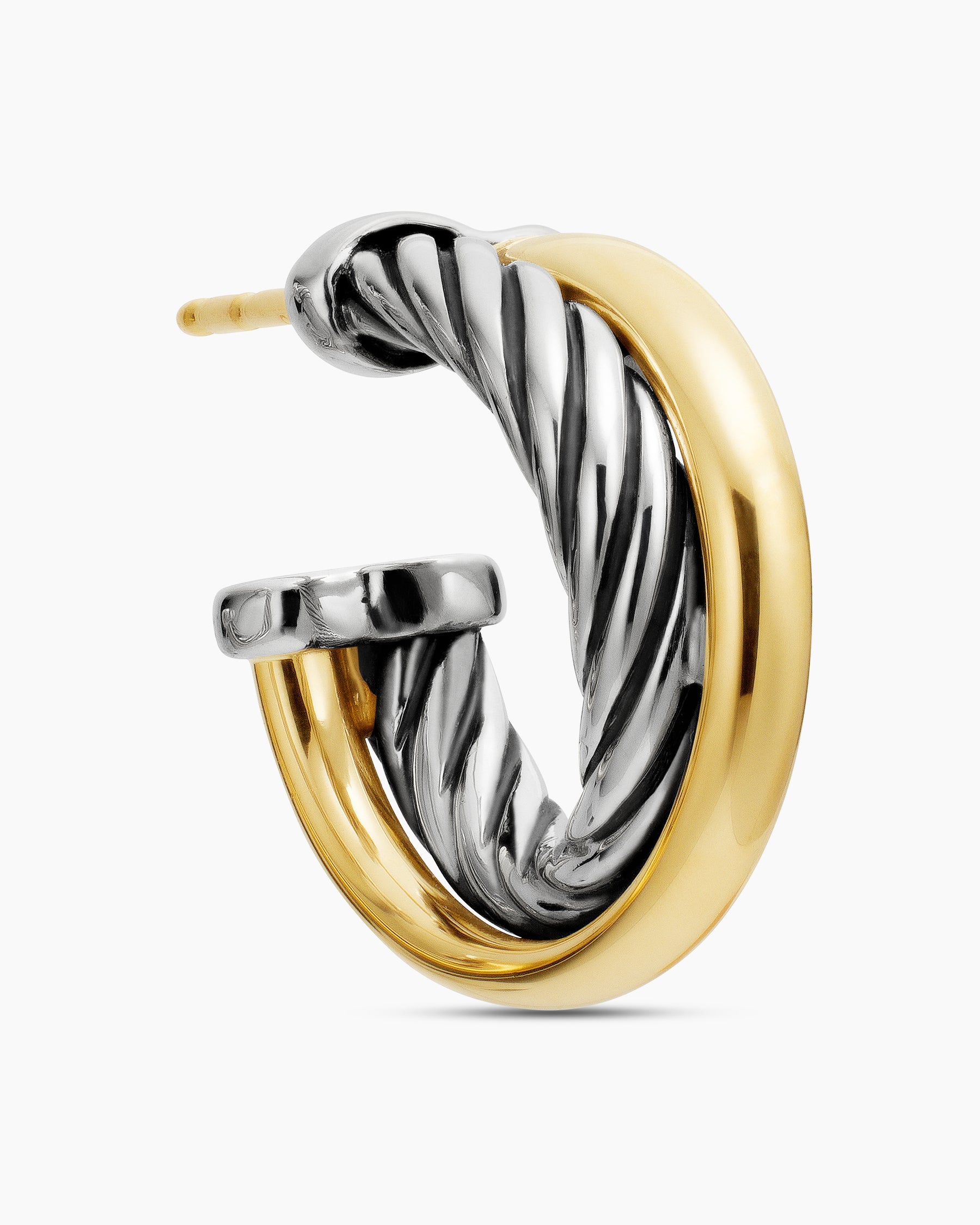 Crossover Hoop Earrings in Sterling Silver with 18K Yellow Gold, 17mm - Image 5