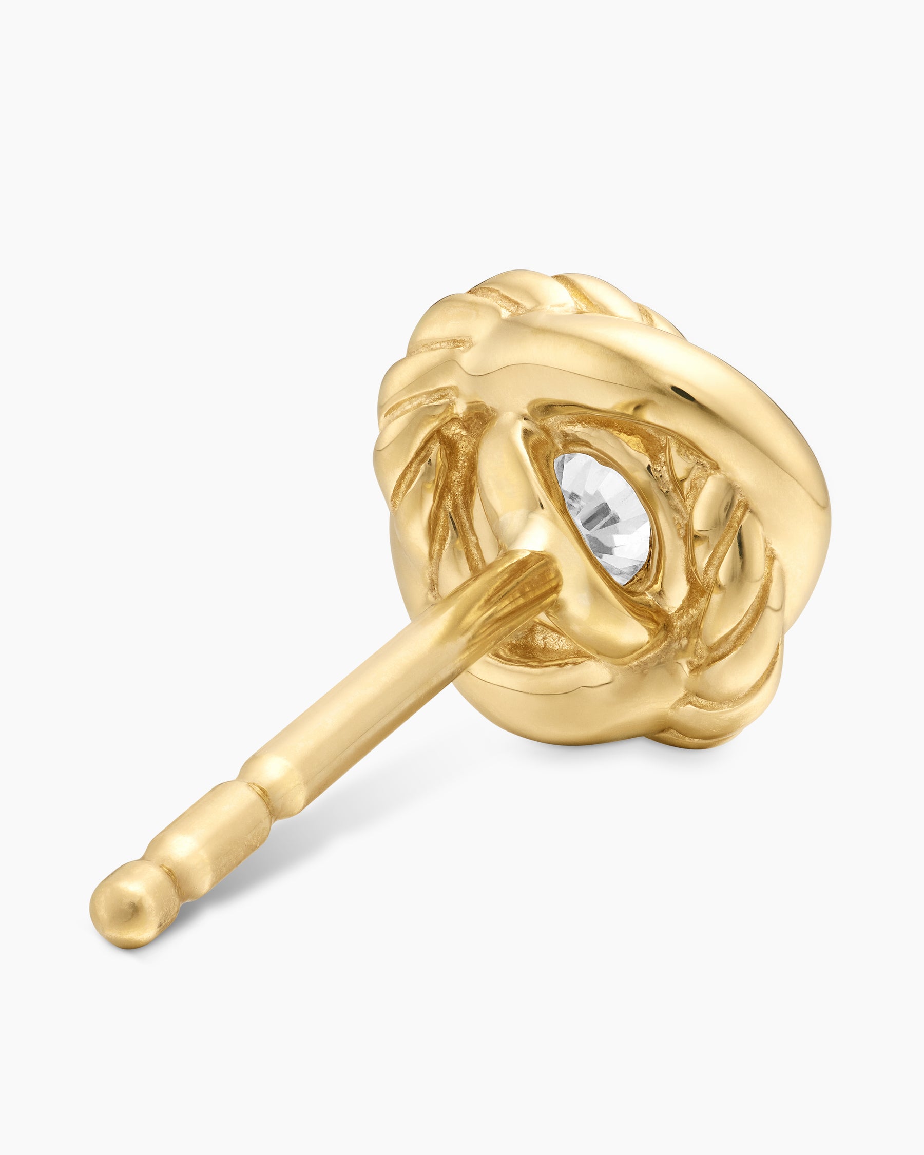 Infinity Stud Earrings in 18K Yellow Gold with Diamonds, 6.8mm - Image 5