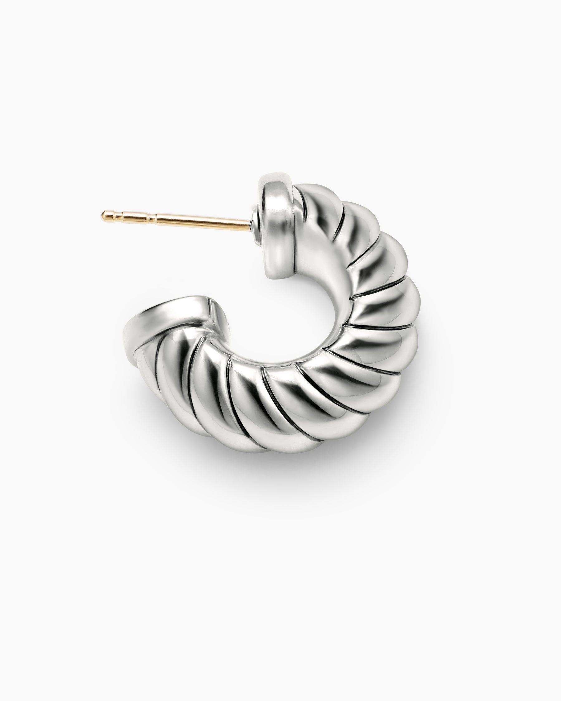 Sculpted Cable Shrimp Earrings in Sterling Silver, 20.5mm - Image 3