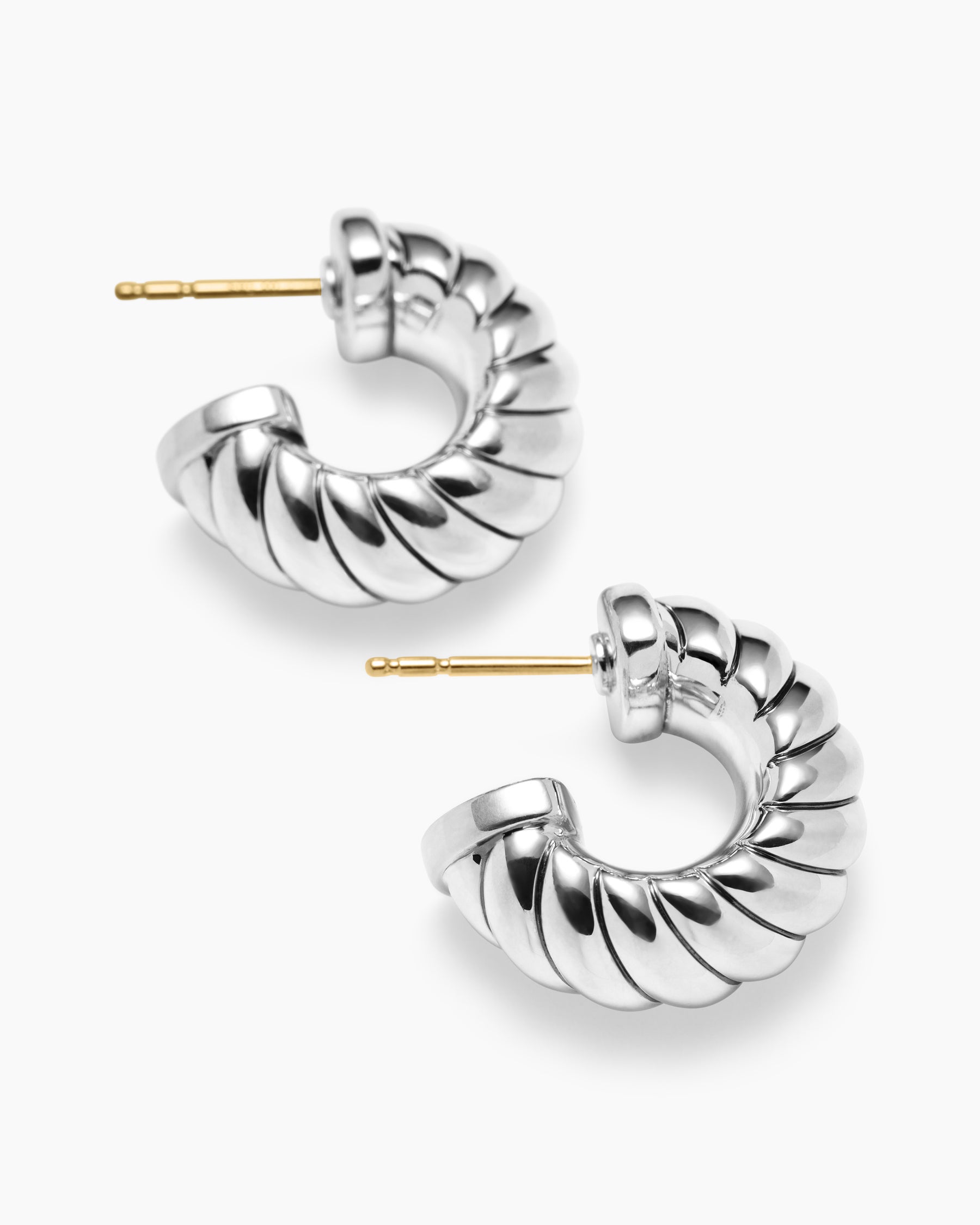 Sculpted Cable Shrimp Earrings in Sterling Silver, 20.5mm - Image 4