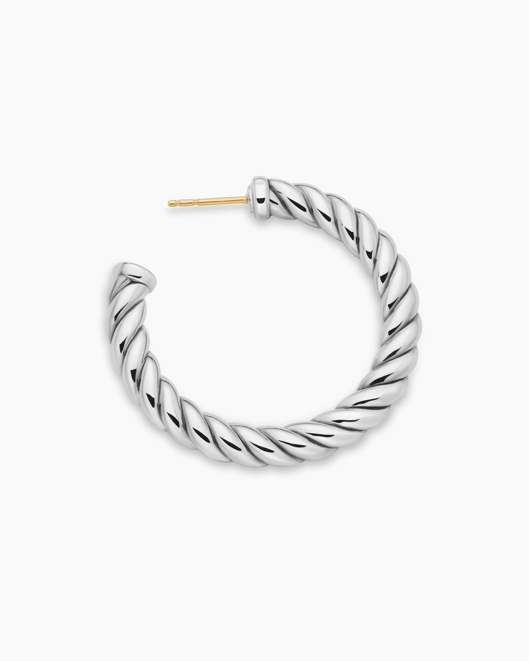 Sculpted Cable Hoop Earrings in Sterling Silver, 40mm - Image 3