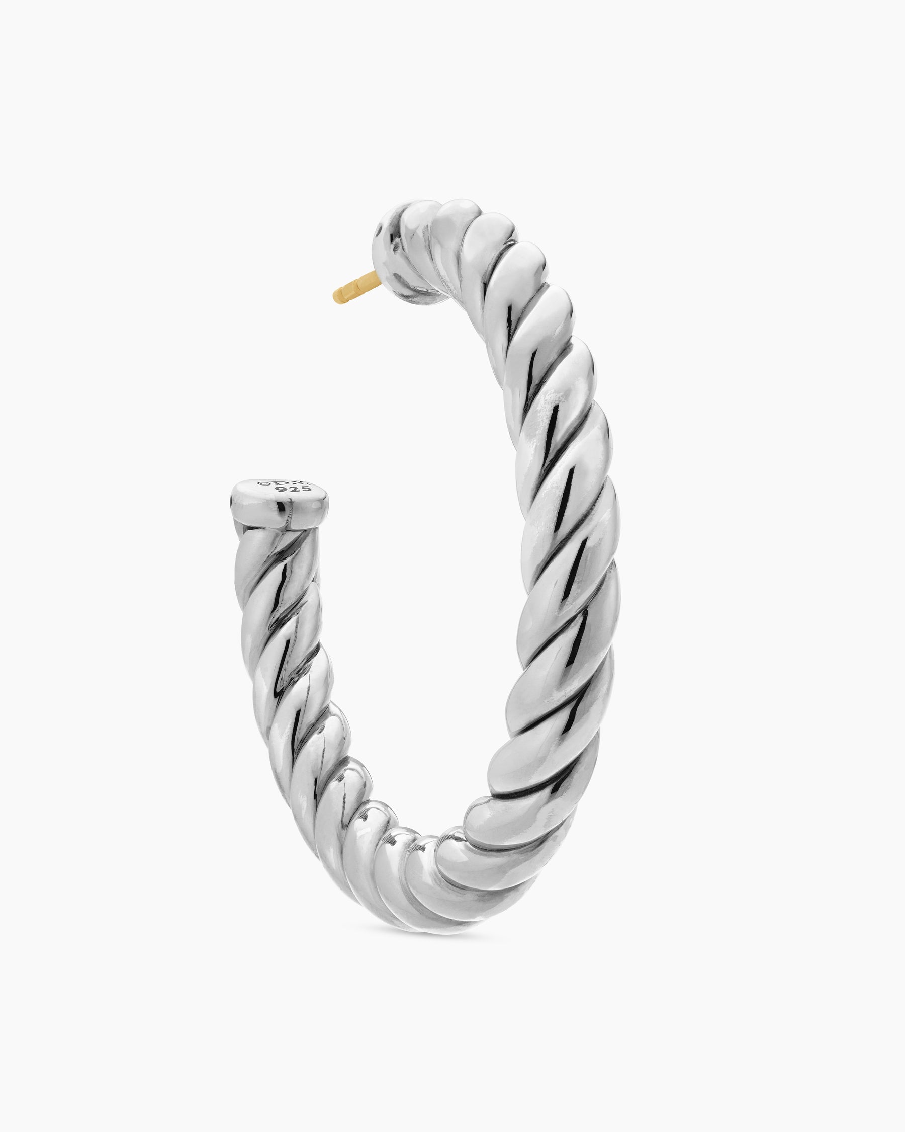 Sculpted Cable Hoop Earrings in Sterling Silver, 40mm - Image 5