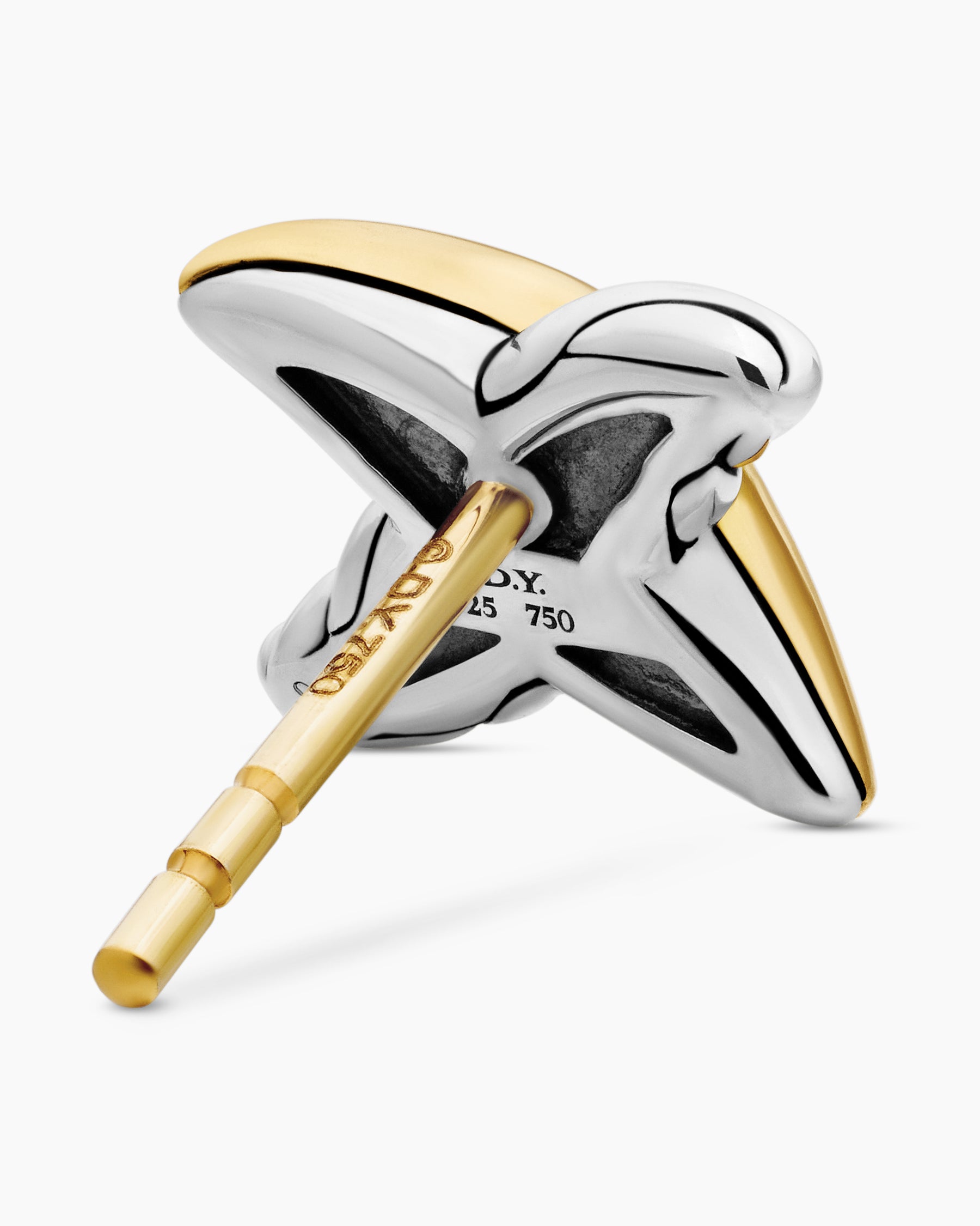Petite X Stud Earrings in Sterling Silver with 18K Yellow Gold, 7.5mm - Image 5