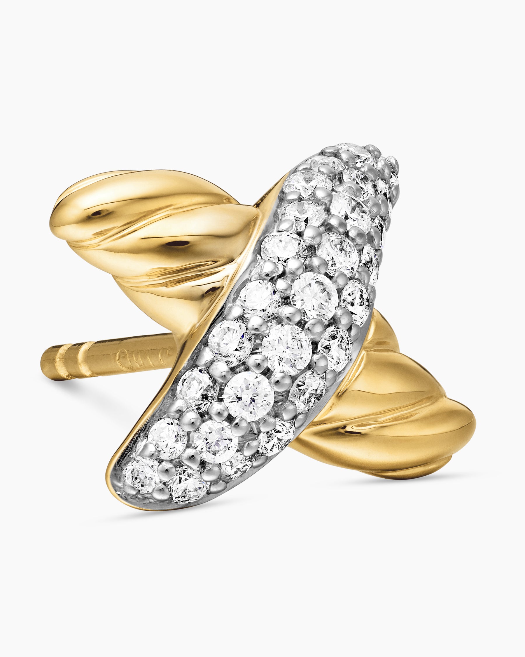 Petite X Stud Earrings in 18K Yellow Gold with Diamonds, 8.4mm - Image 4
