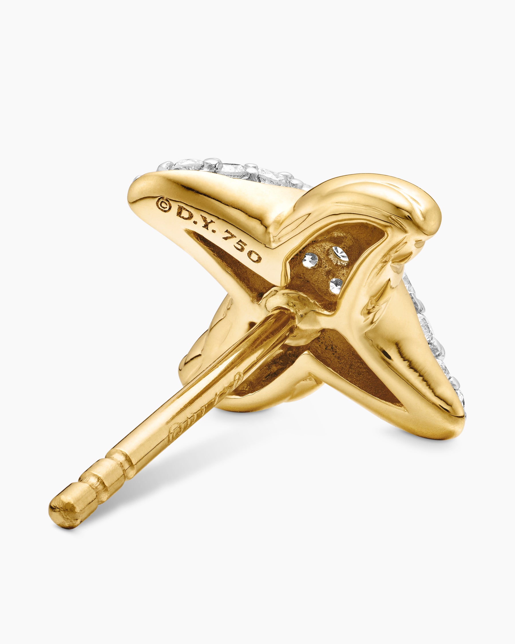 Petite X Stud Earrings in 18K Yellow Gold with Diamonds, 8.4mm - Image 5
