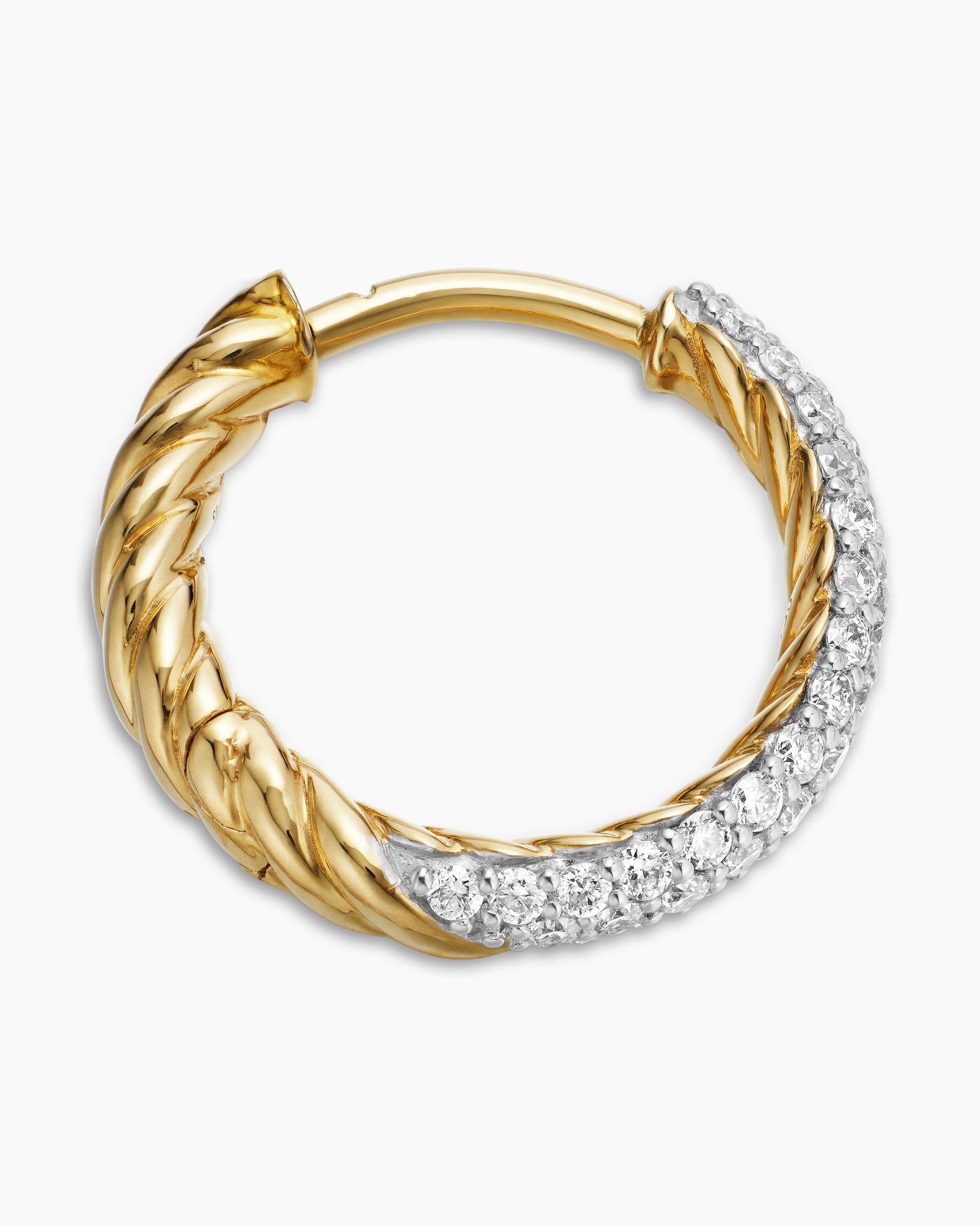 Petite Pavé Huggie Hoop Earrings in 18K Yellow Gold with Diamonds, 14mm - Image 3