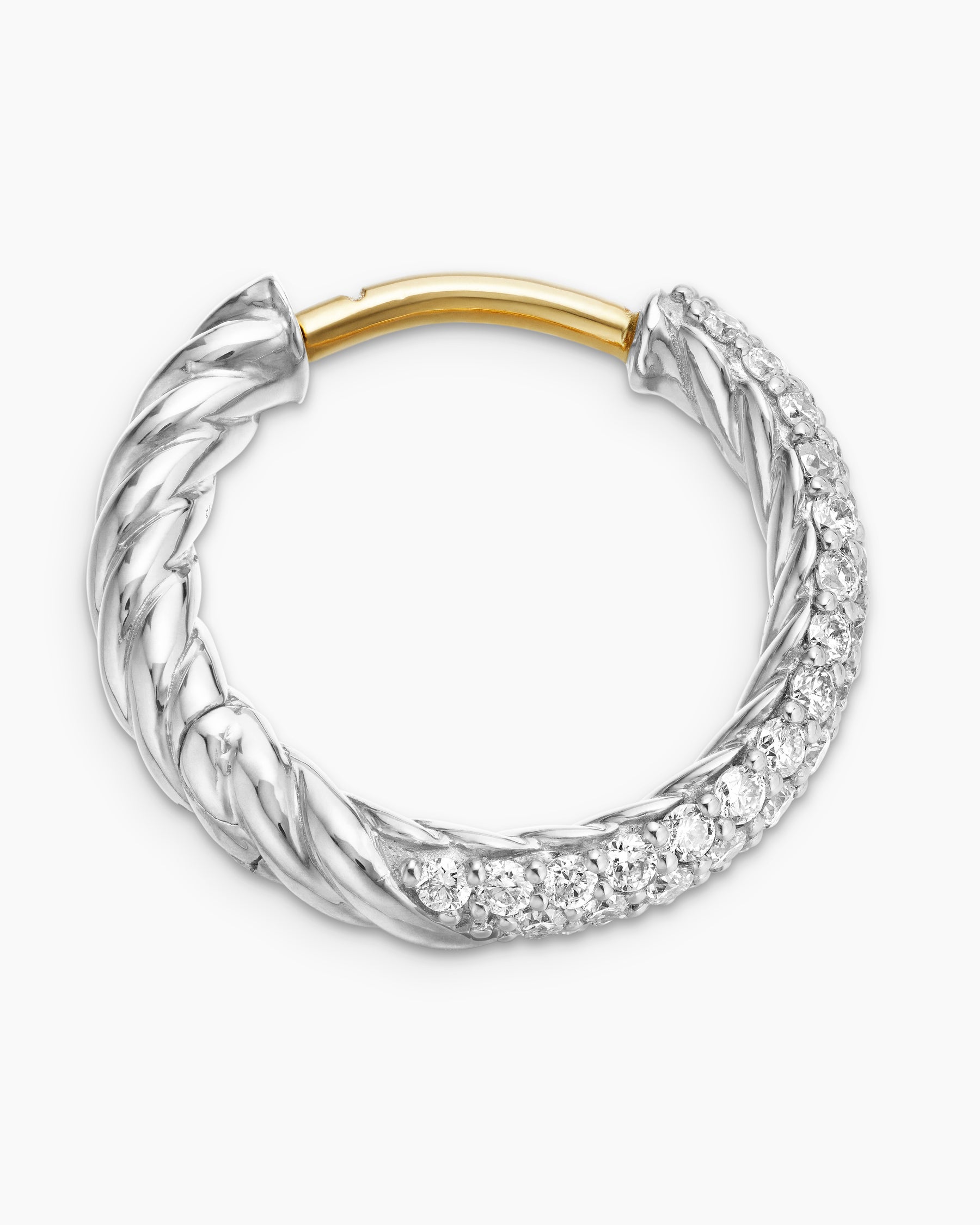 Petite Pavé Huggie Hoop Earrings in Sterling Silver with Diamonds, 14mm - Image 3