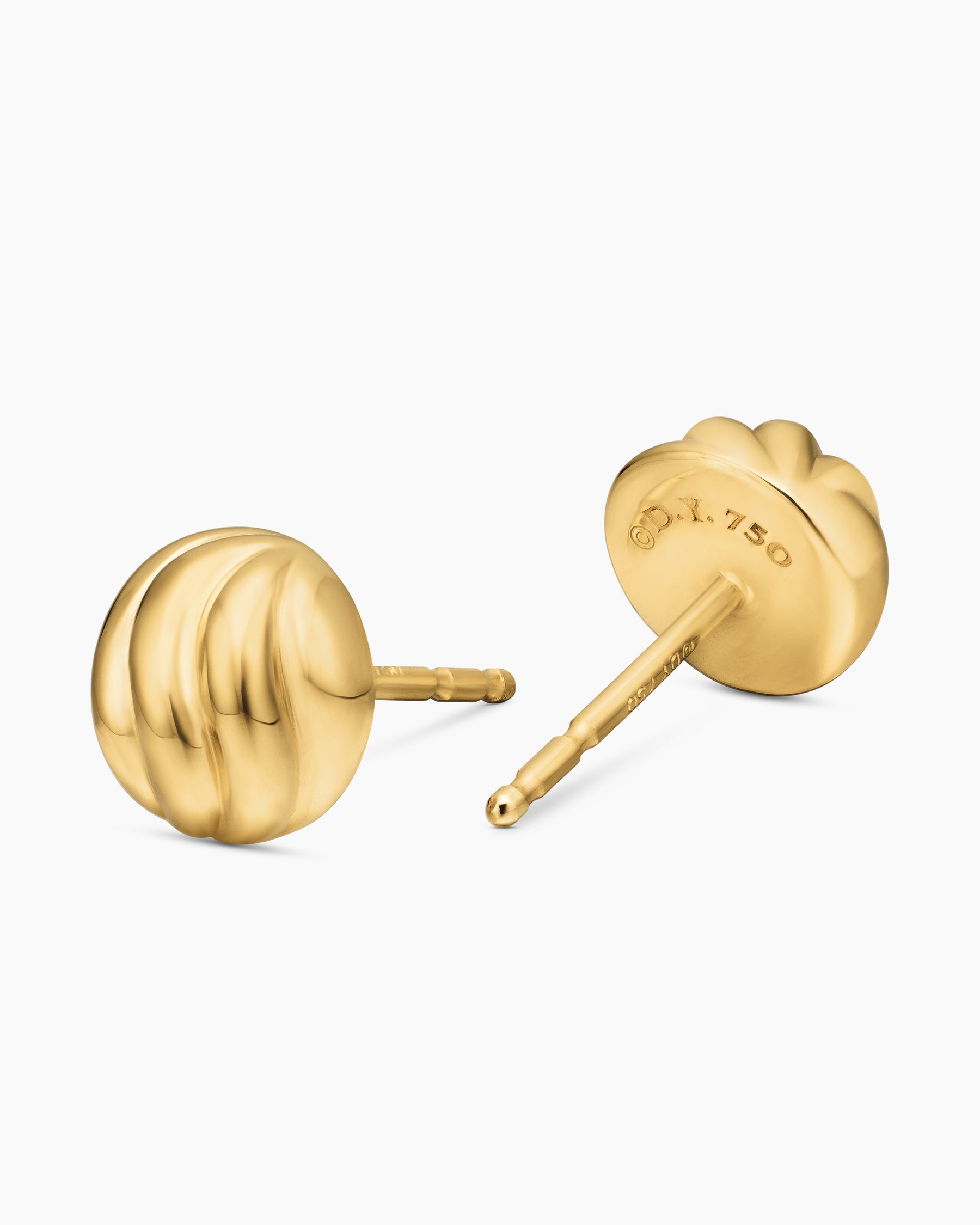 Sculpted Cable Stud Earrings in 18K Yellow Gold, 8mm - Image 3