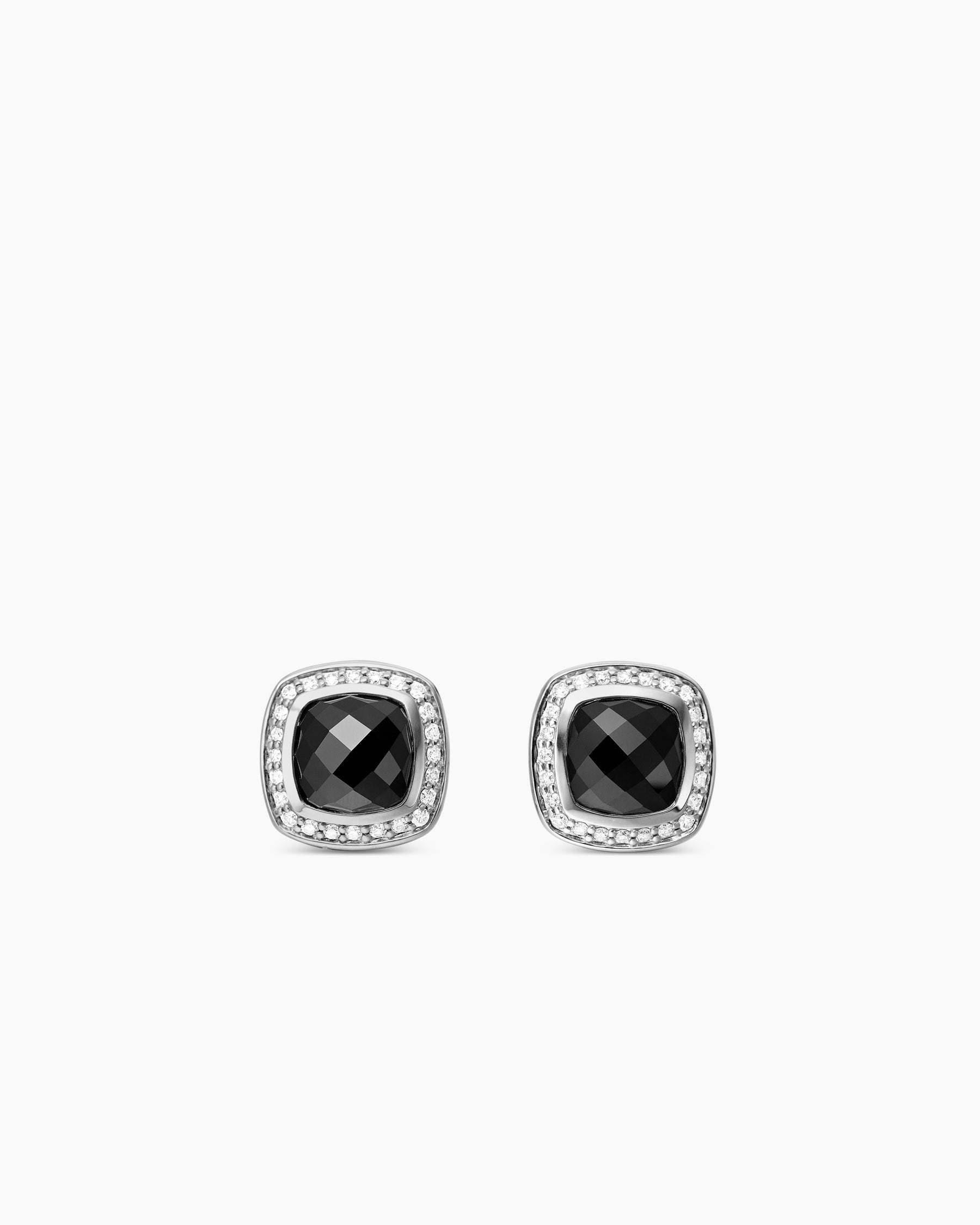 Albion Stud Earrings in Sterling Silver with Black Onyx and Diamonds, 7mm