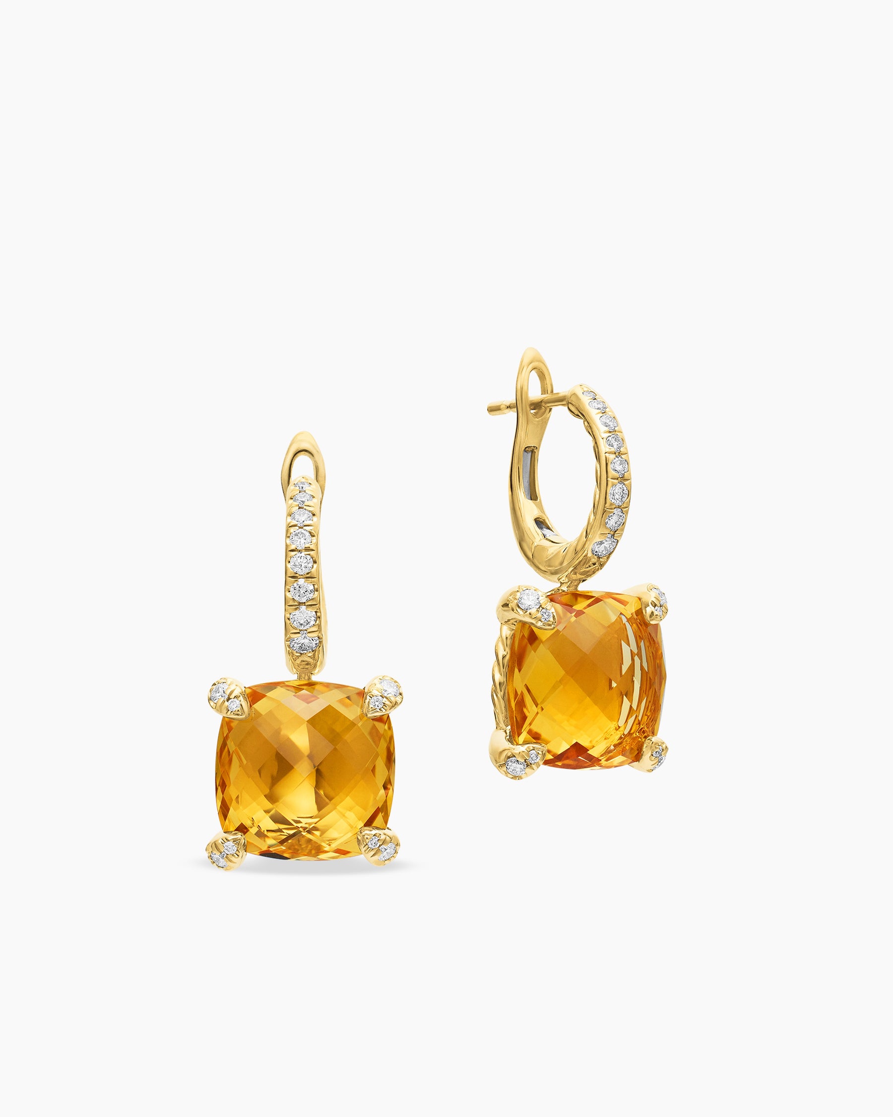 Chatelaine Drop Earrings in 18K Yellow Gold with Citrine and Diamonds, 11mm - Image 3