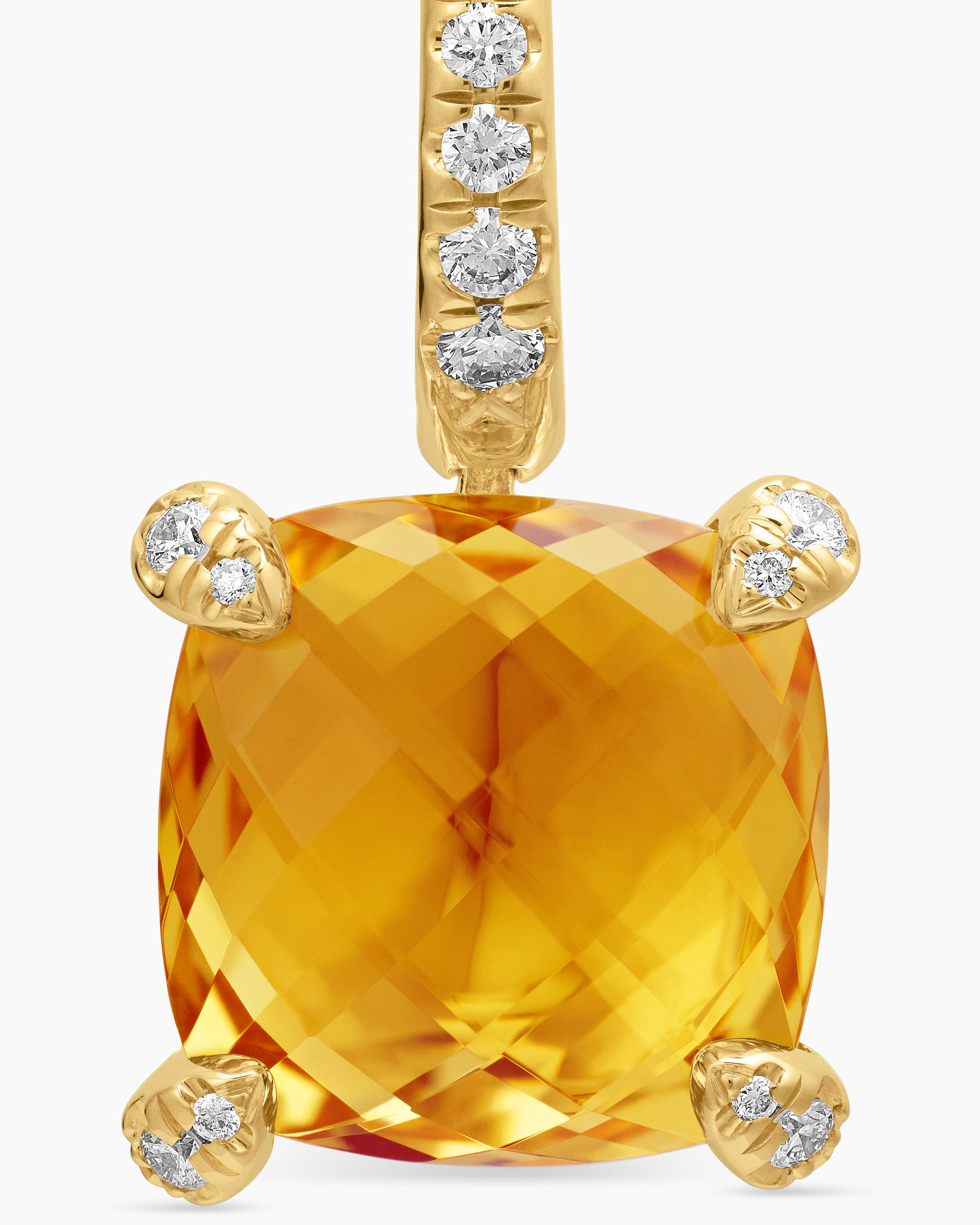 Chatelaine Drop Earrings in 18K Yellow Gold with Citrine and Diamonds, 11mm - Image 4