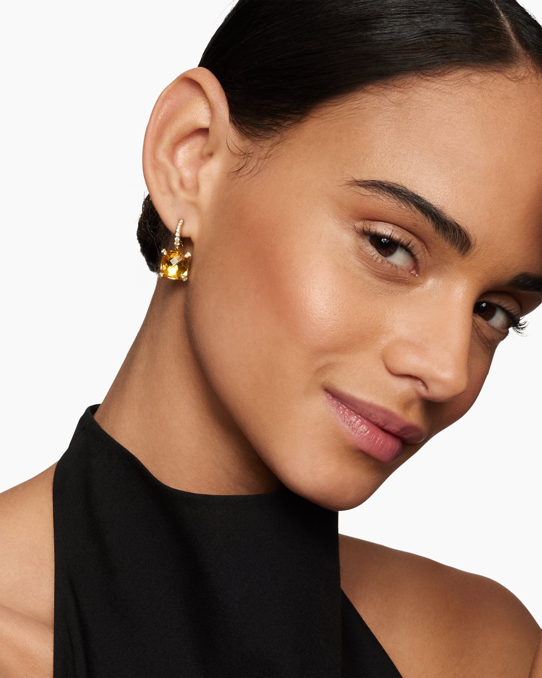 Alternative view of Chatelaine Drop Earrings in 18K Yellow Gold with Citrine and Diamonds, 11mm