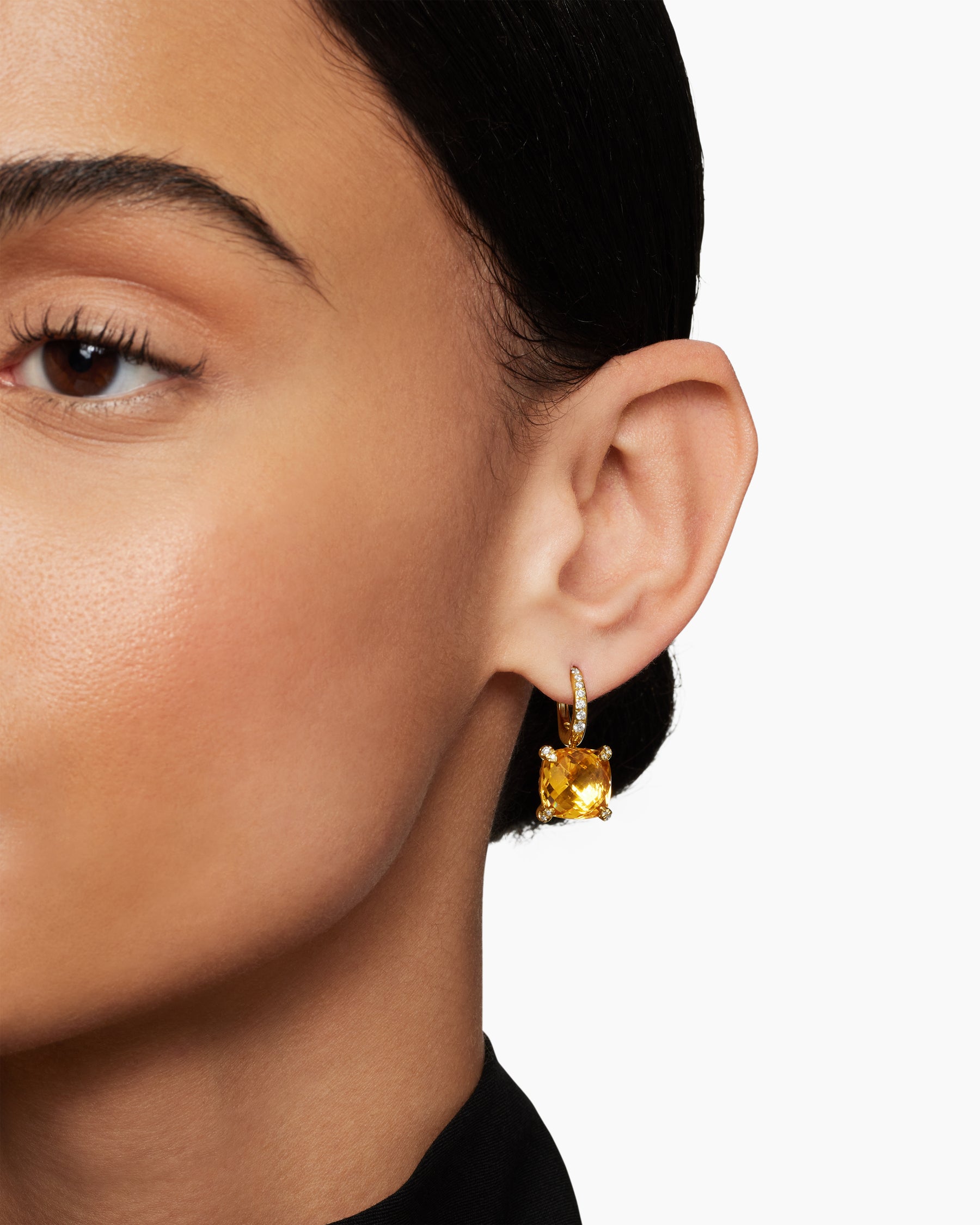 Chatelaine Drop Earrings in 18K Yellow Gold with Citrine and Diamonds, 11mm - Image 6