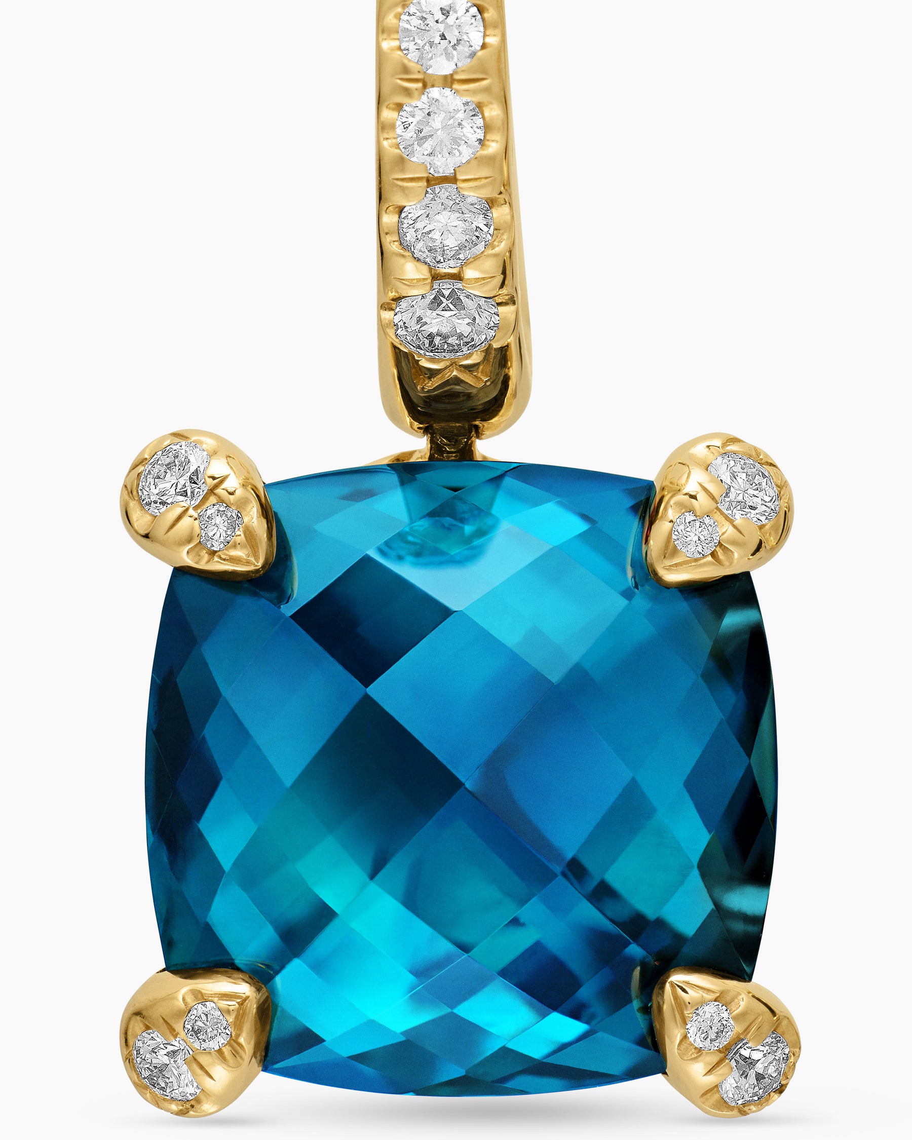 Chatelaine Drop Earrings in 18K Yellow Gold with Hampton Blue Topaz and Diamonds, 11mm - Image 4