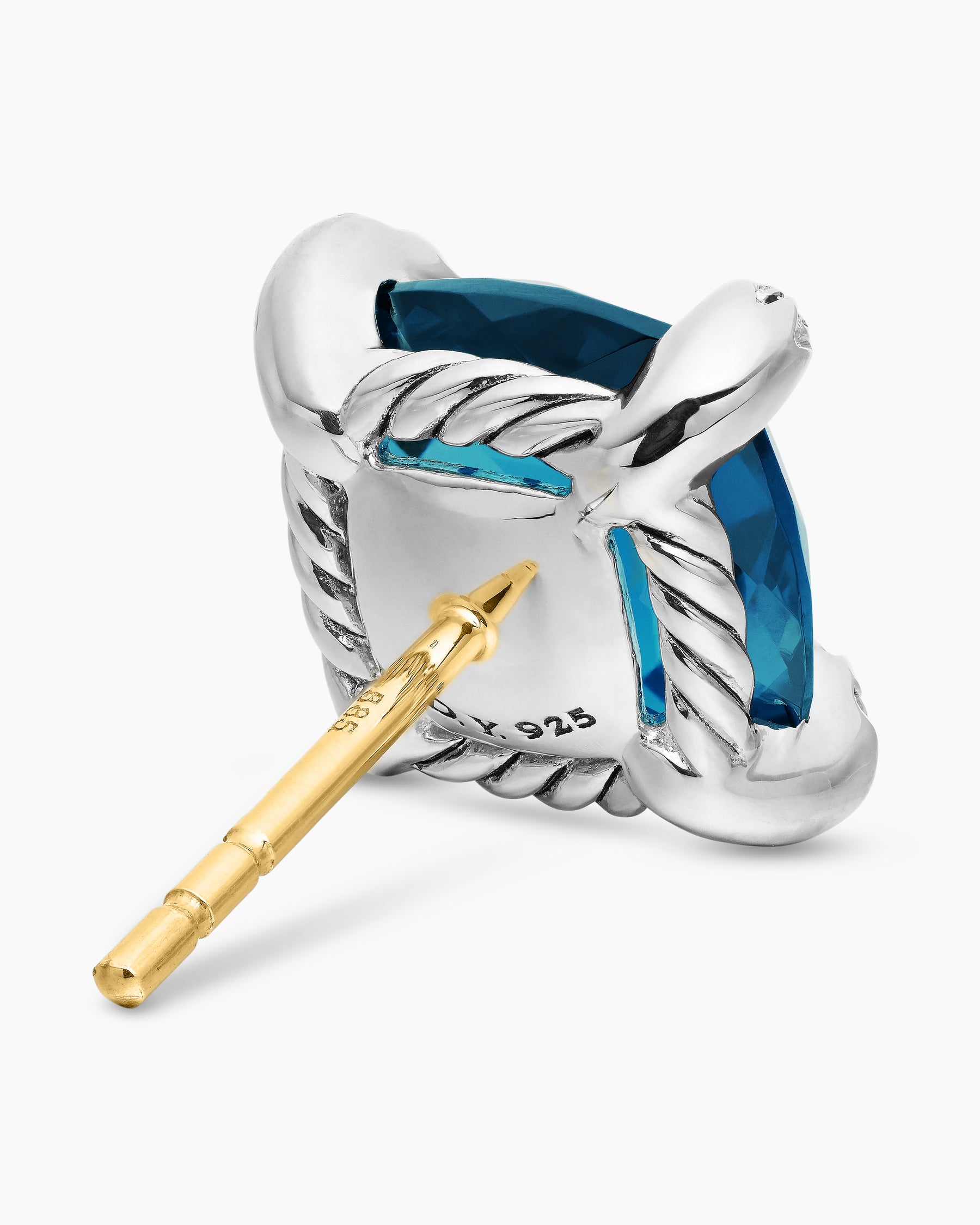 Chatelaine Stud Earrings in Sterling Silver with Hampton Blue Topaz and Diamonds, 9mm - Image 5