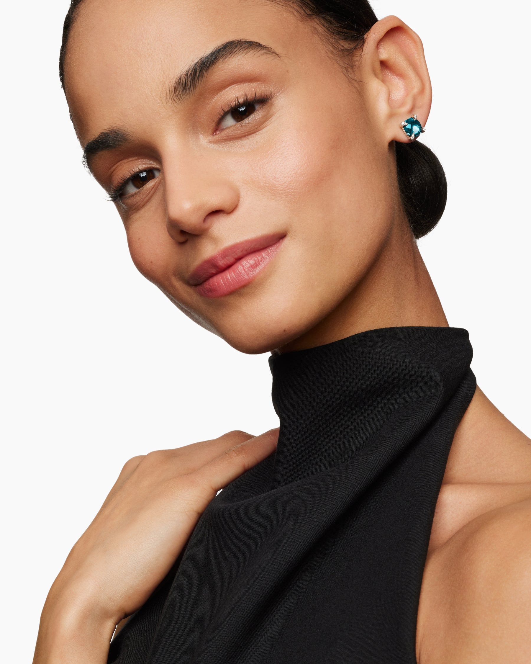 Alternative view of Chatelaine Stud Earrings in Sterling Silver with Hampton Blue Topaz and Diamonds, 9mm