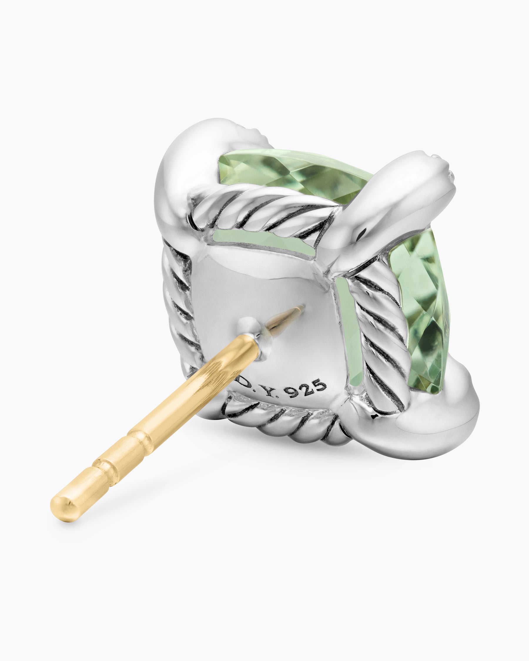 Chatelaine Stud Earrings in Sterling Silver with Prasiolite and Diamonds, 9mm - Image 5