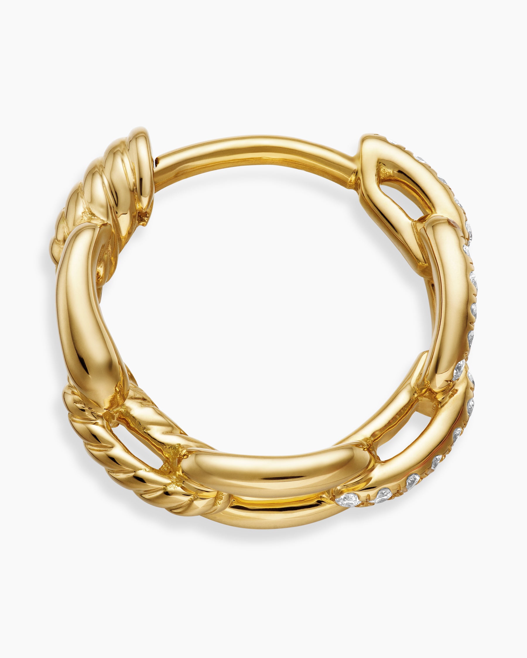 Stax Chain Link Huggie Hoop Earrings in 18K Yellow Gold with Diamonds, 12.5mm - Image 3