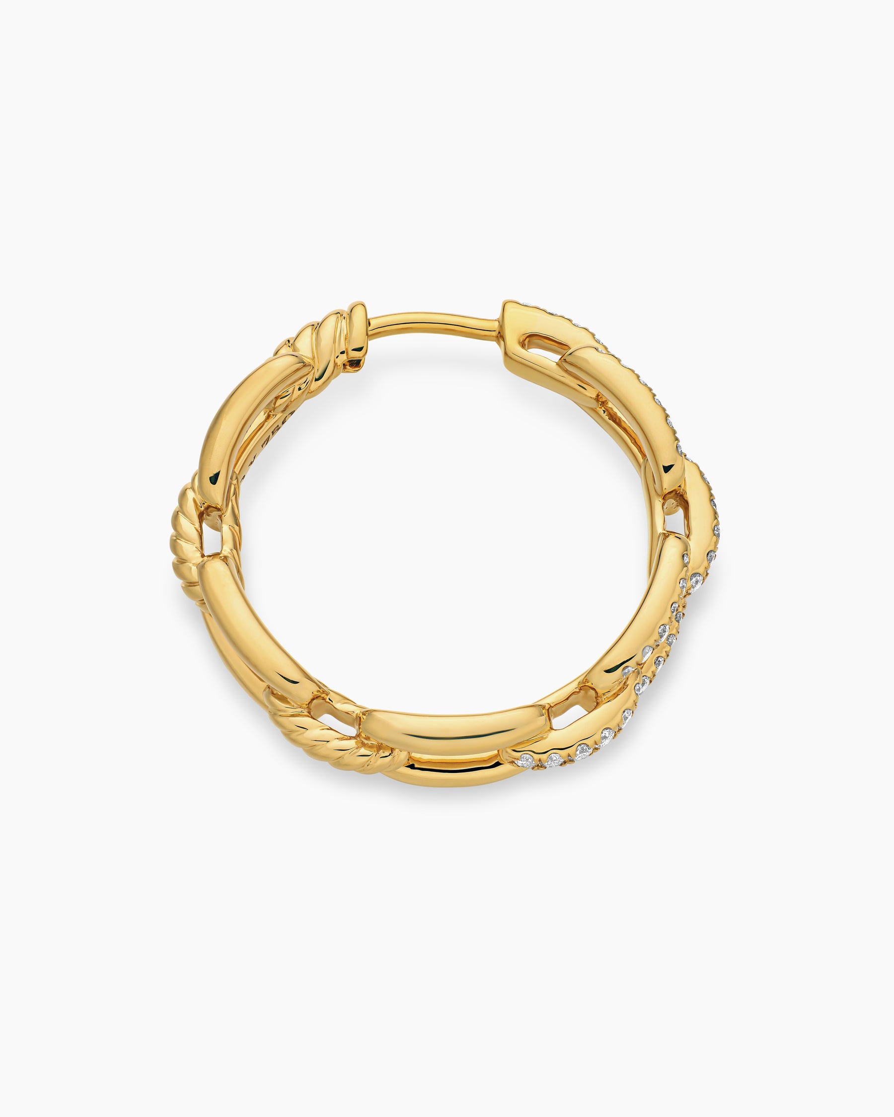 Stax Chain Link Hoop Earrings in 18K Yellow Gold with Diamonds, 23.8mm - Image 3