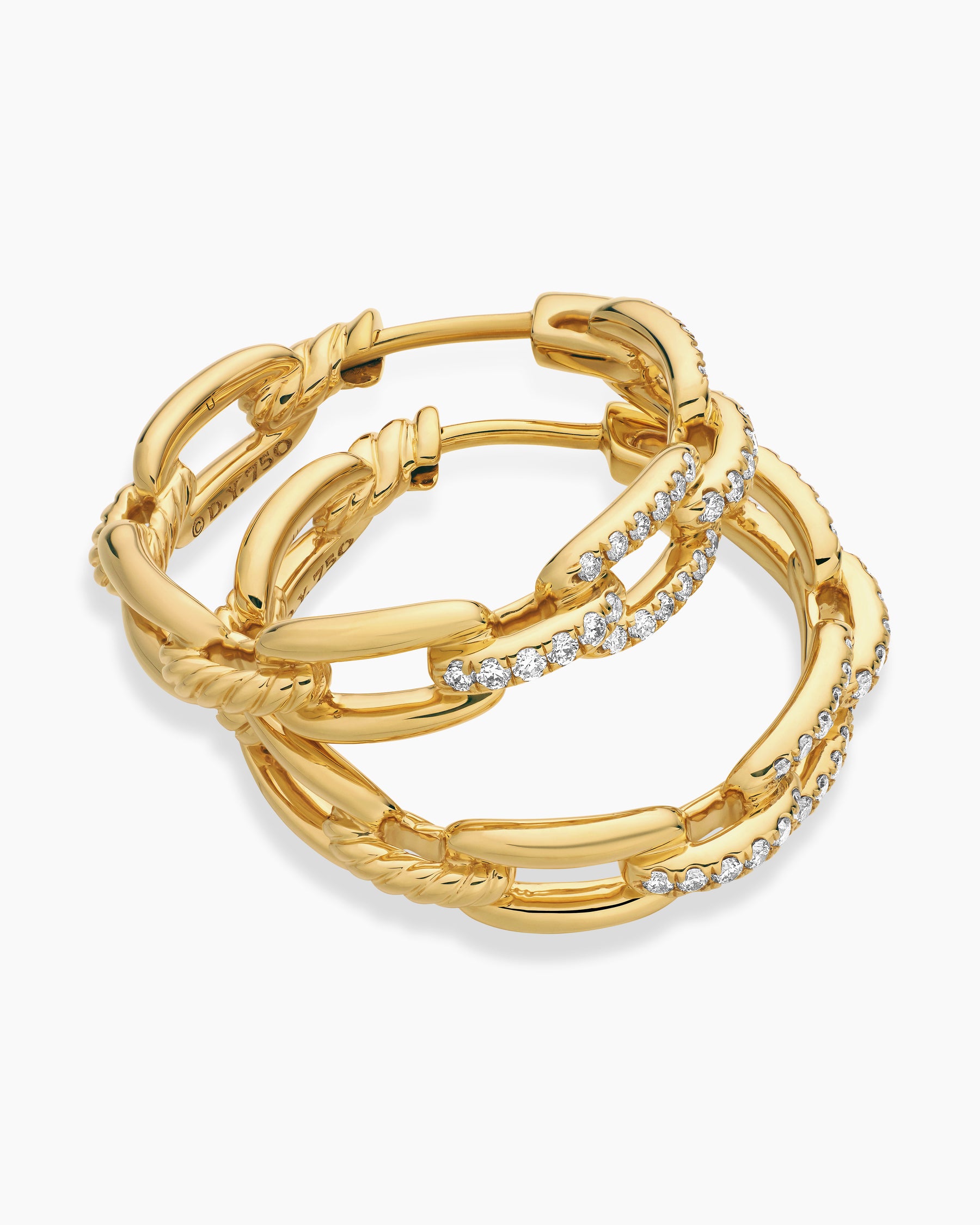 Stax Chain Link Hoop Earrings in 18K Yellow Gold with Diamonds, 23.8mm - Image 4