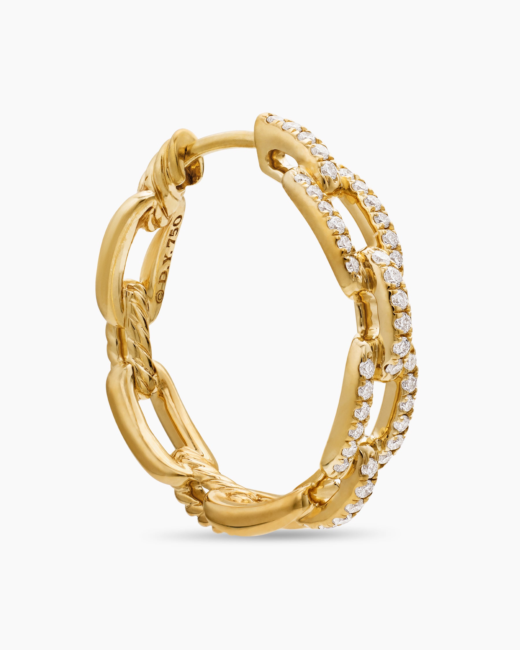 Stax Chain Link Hoop Earrings in 18K Yellow Gold with Diamonds, 23.8mm - Image 5