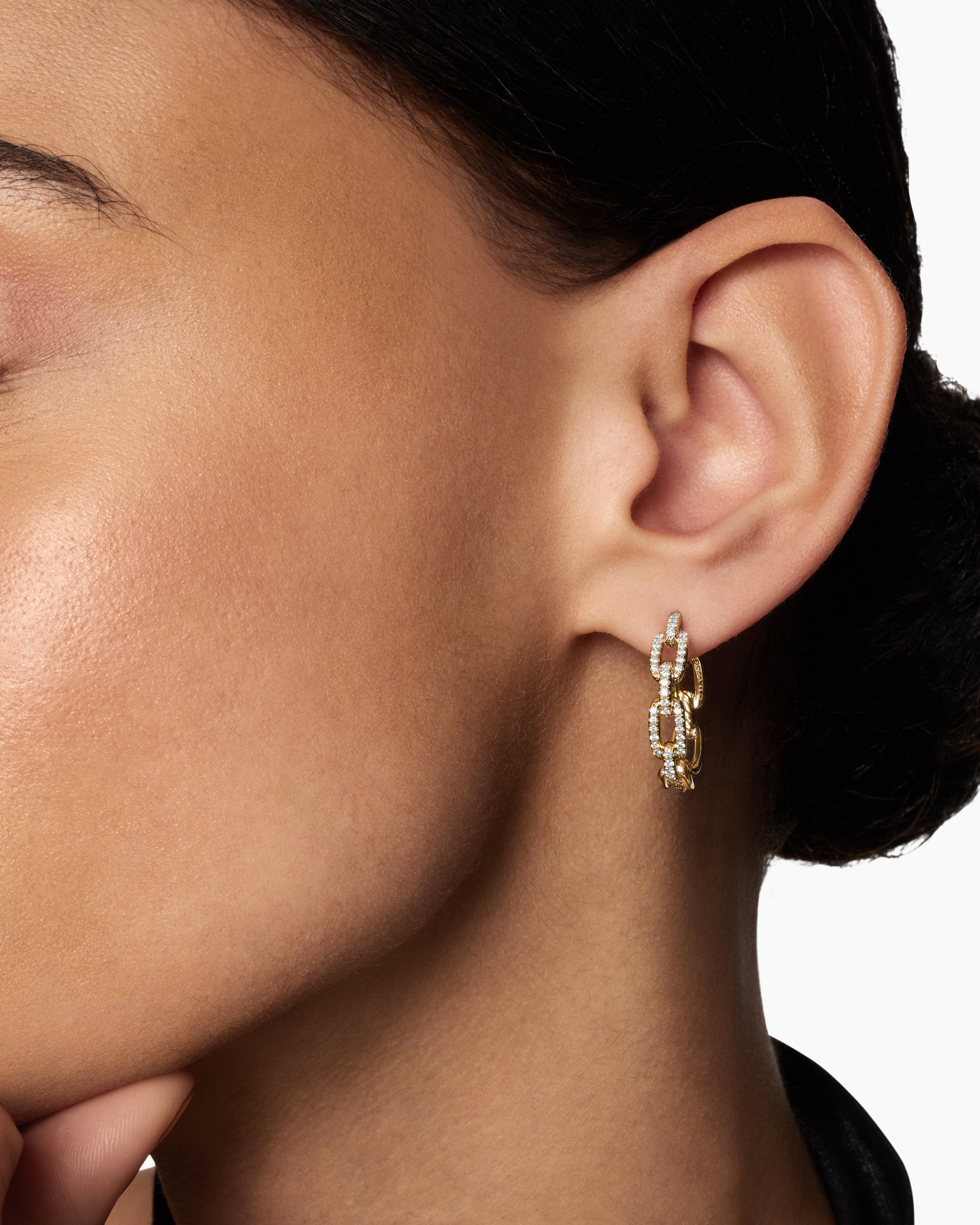 Stax Chain Link Hoop Earrings in 18K Yellow Gold with Diamonds, 23.8mm - Image 6