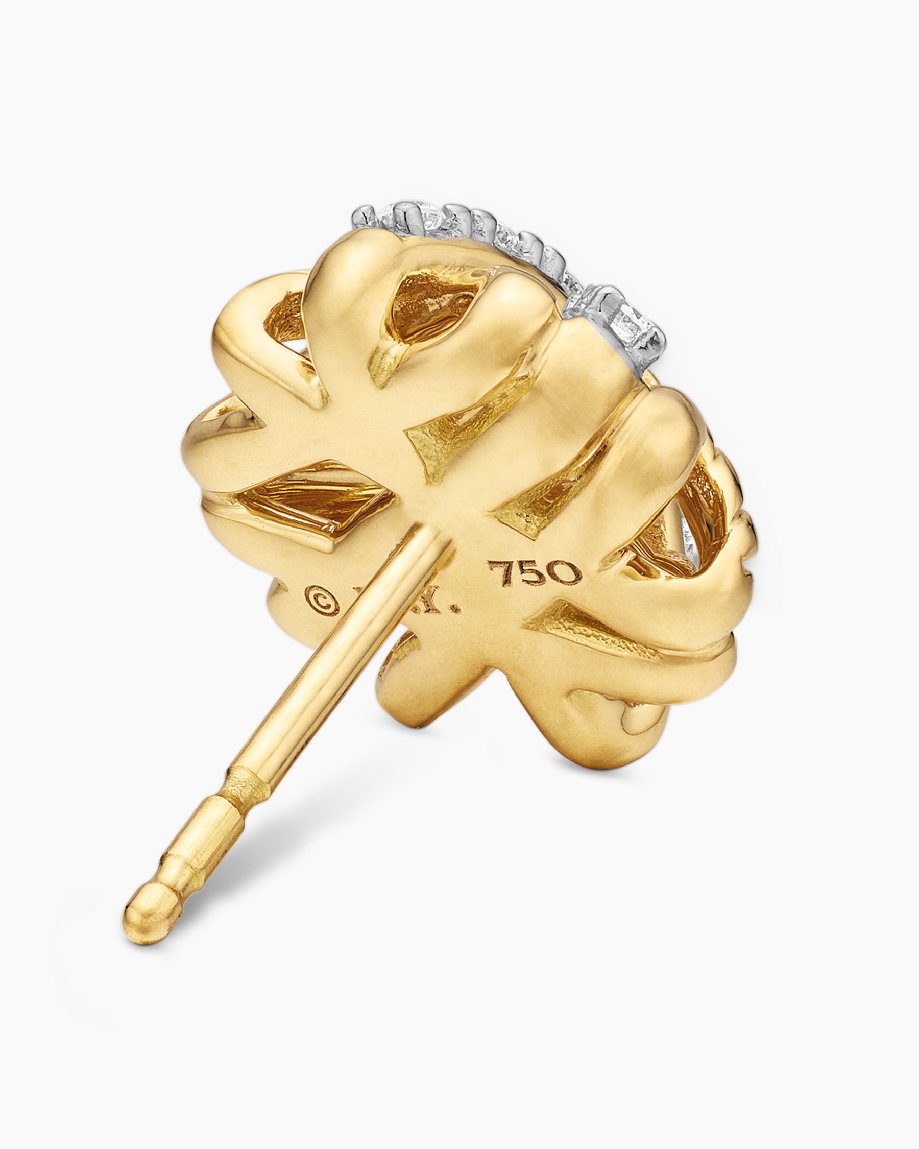 Crossover Stud Earrings in 18K Yellow Gold with Diamonds, 11mm - Image 5