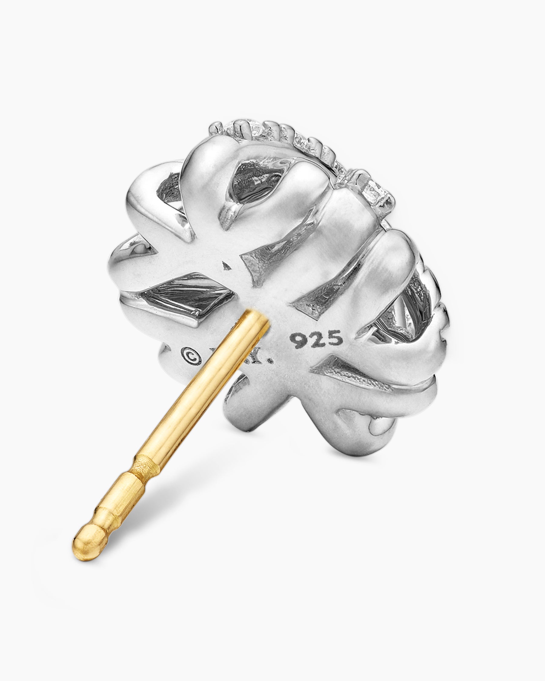 Crossover Stud Earrings in Sterling Silver with Diamonds, 11mm - Image 5