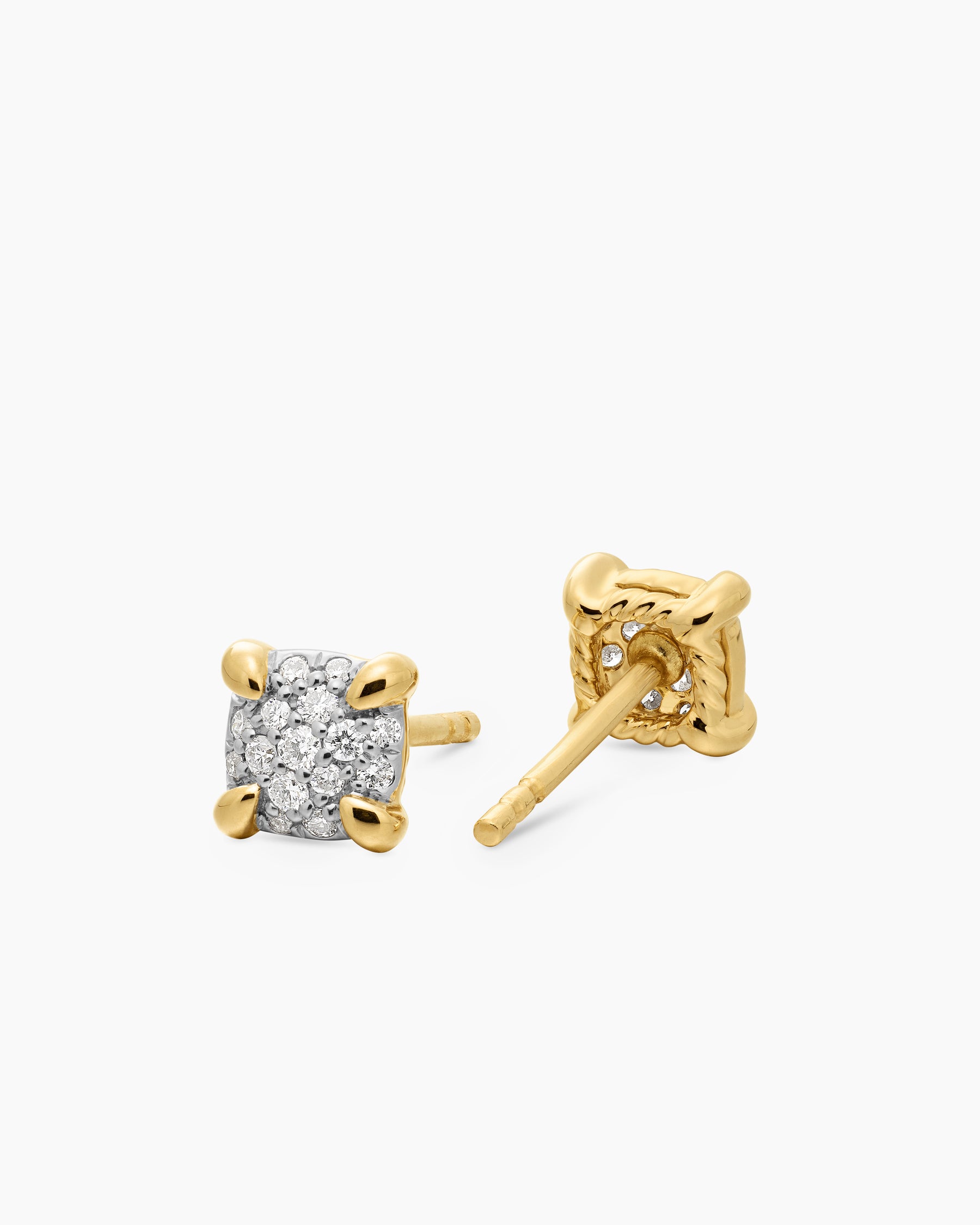 Petite Chatelaine Stud Earrings in 18K Yellow Gold with Pavé Diamonds, 5mm - Image 3