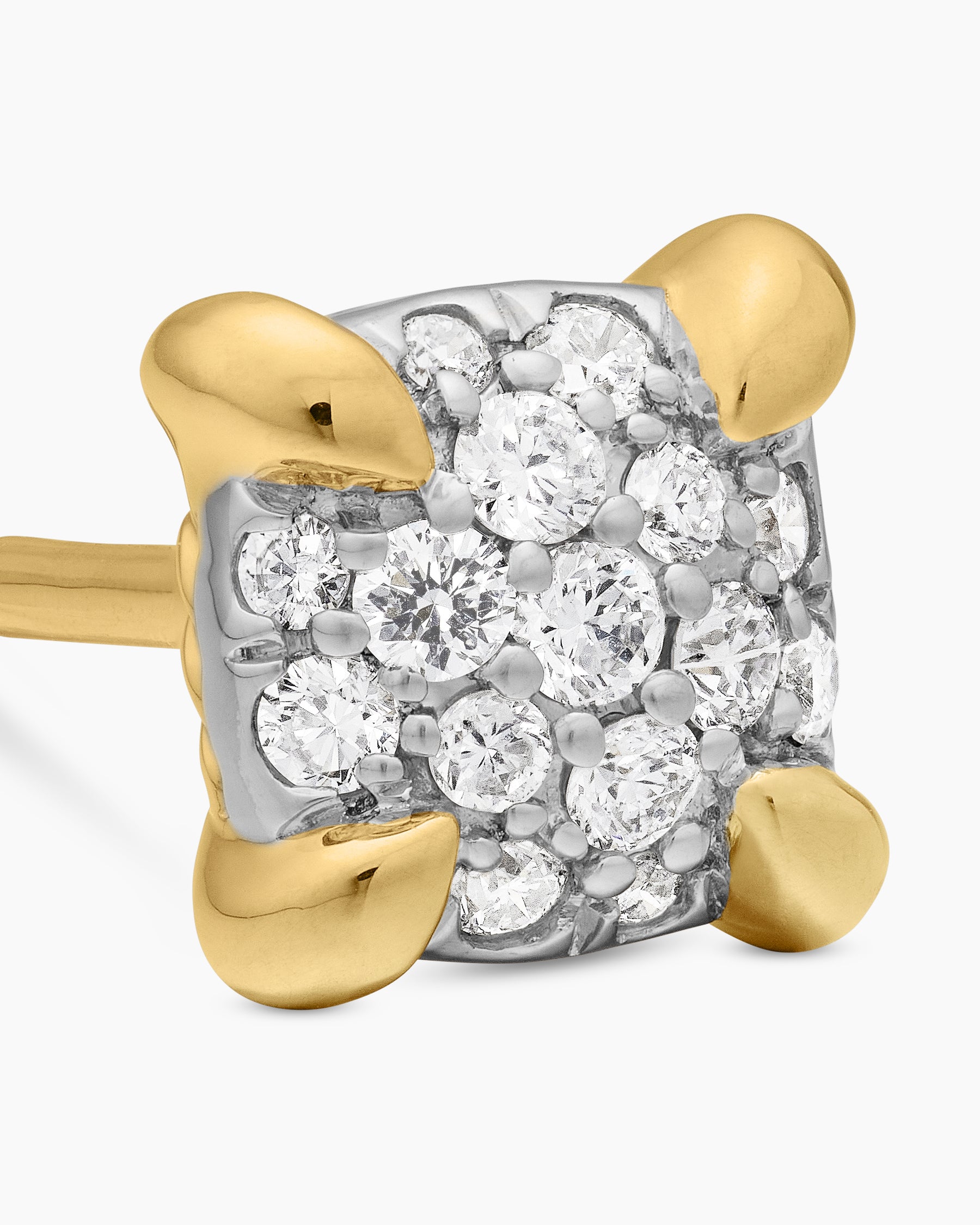 Petite Chatelaine Stud Earrings in 18K Yellow Gold with Pavé Diamonds, 5mm - Image 4