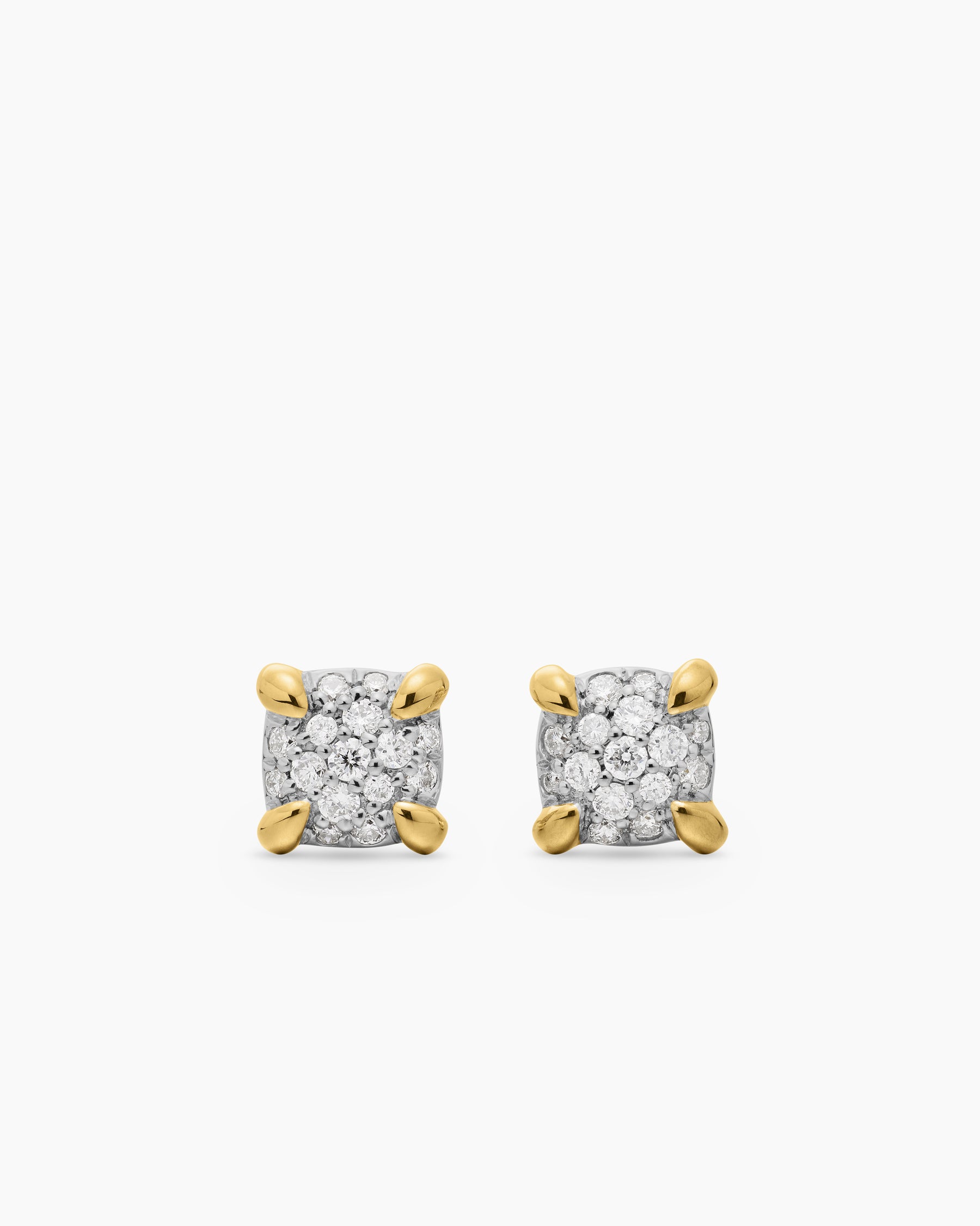 Petite Chatelaine Stud Earrings in 18K Yellow Gold with Pavé Diamonds, 5mm