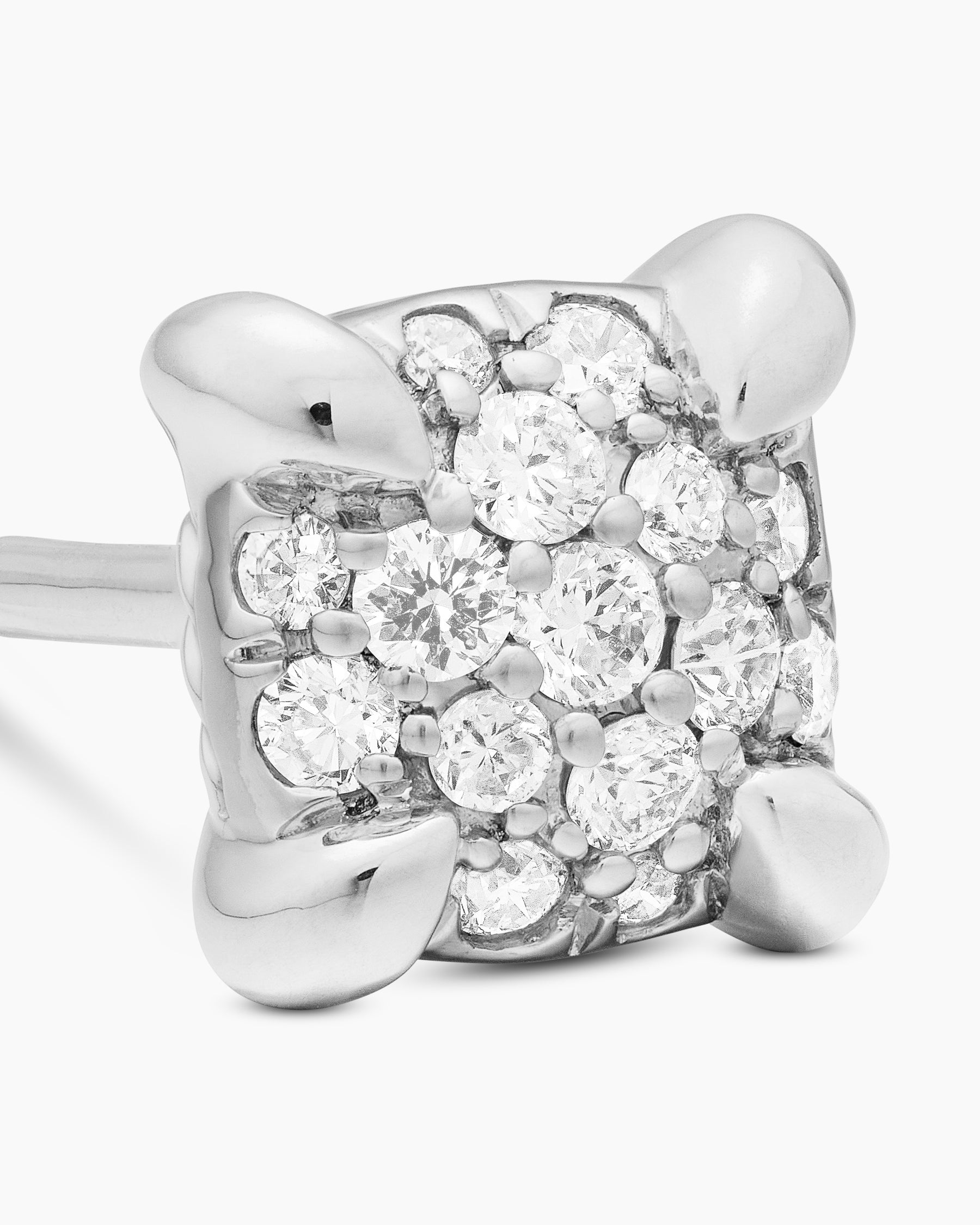 Petite Chatelaine Stud Earrings in 18K White Gold with Pavé Diamonds, 5mm - Image 4