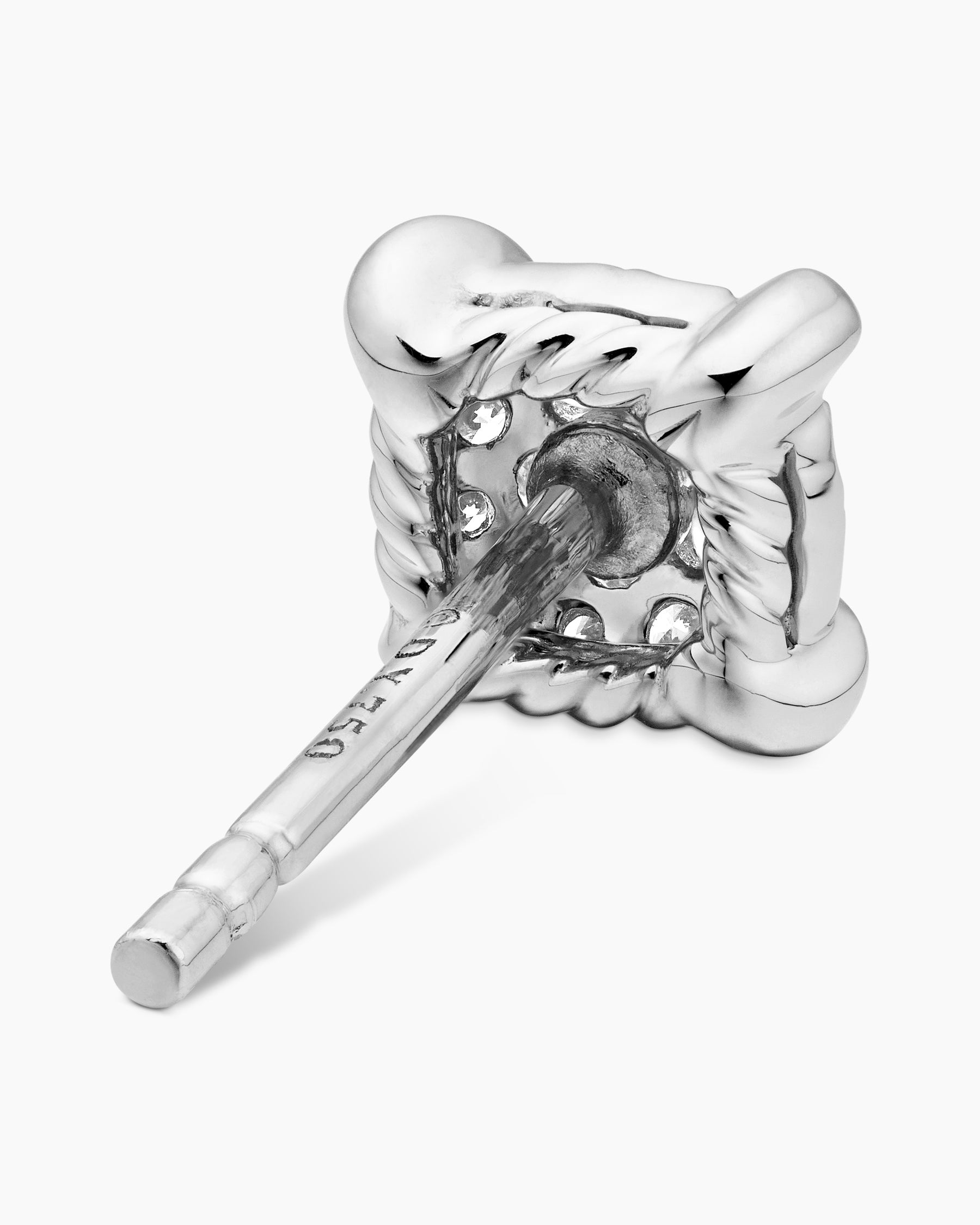 Petite Chatelaine Stud Earrings in 18K White Gold with Pavé Diamonds, 5mm - Image 5