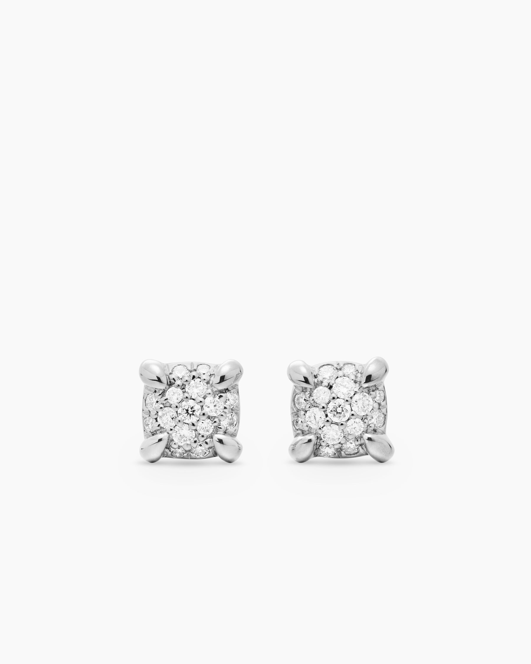 Petite Chatelaine Stud Earrings in 18K White Gold with Pavé Diamonds, 5mm