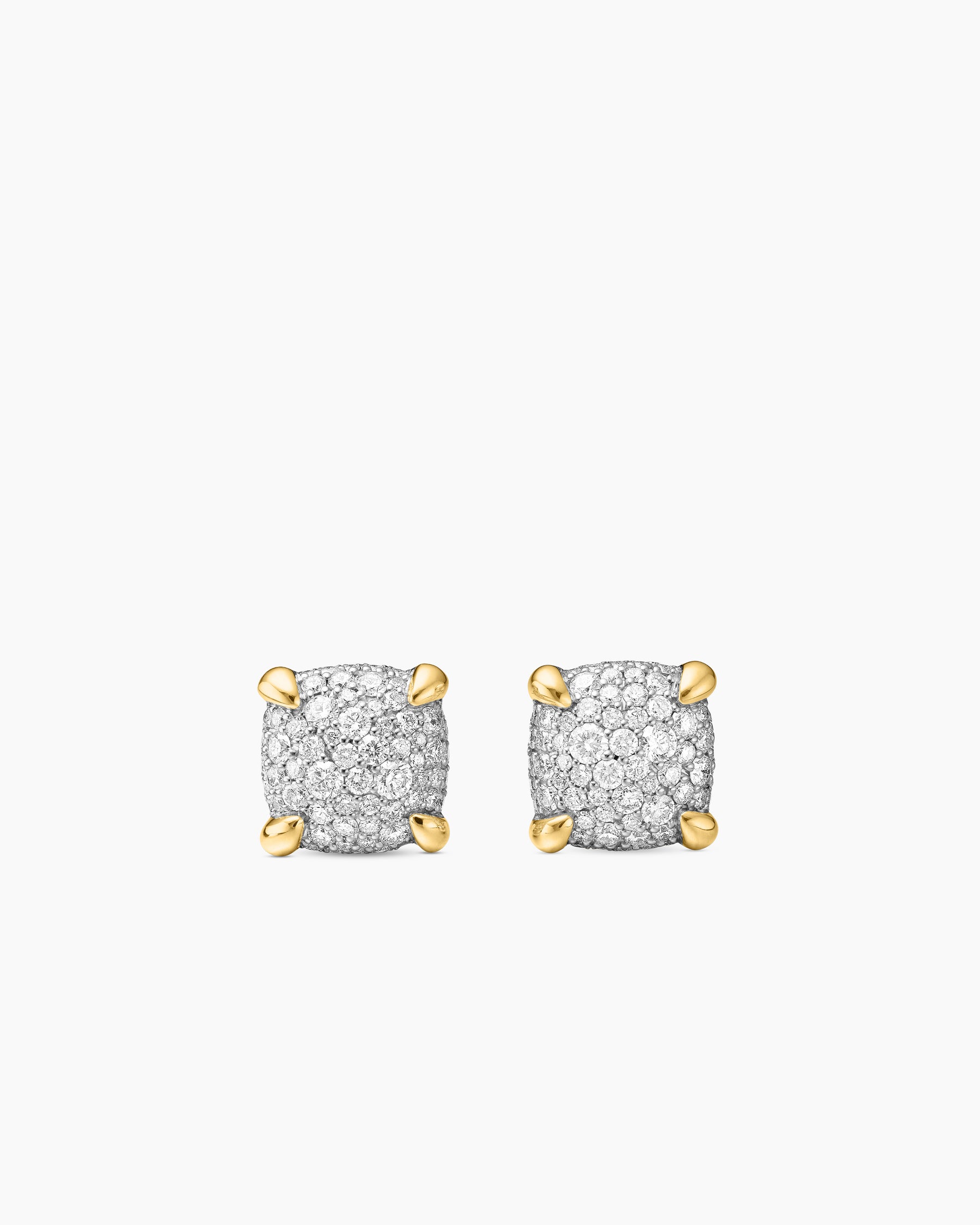 Chatelaine Stud Earrings in 18K Yellow Gold with Pavé Diamonds, 11mm