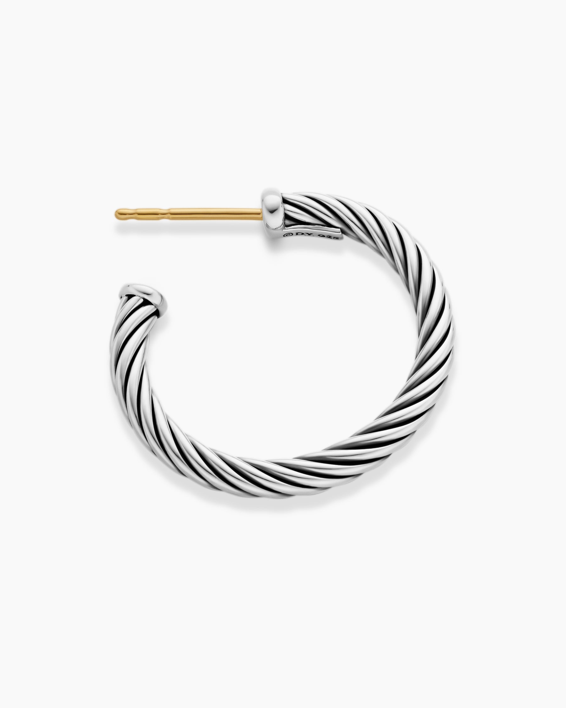 Cable Hoop Earrings in Sterling Silver, 3/4in - Image 3