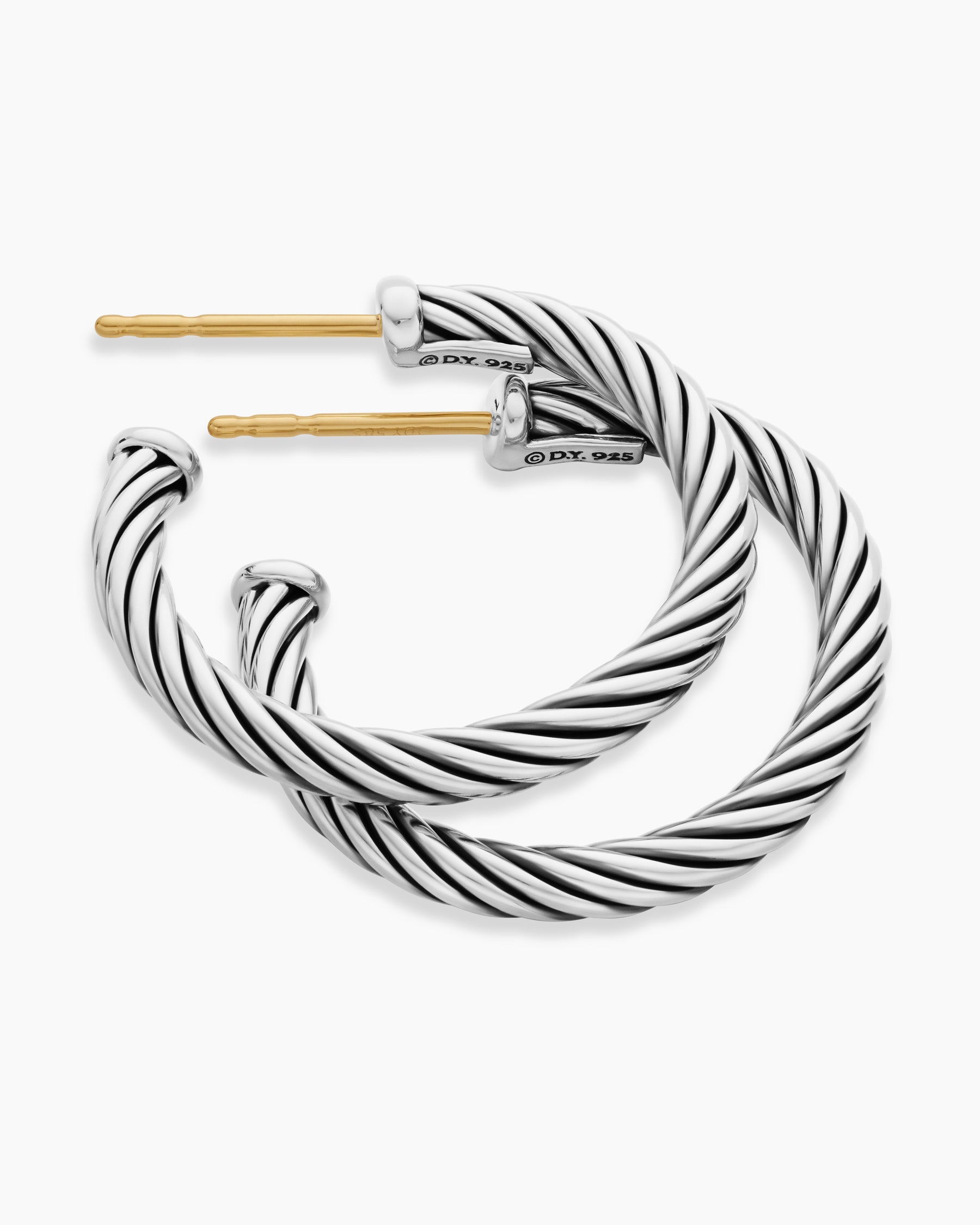 Cable Hoop Earrings in Sterling Silver, 3/4in - Image 4