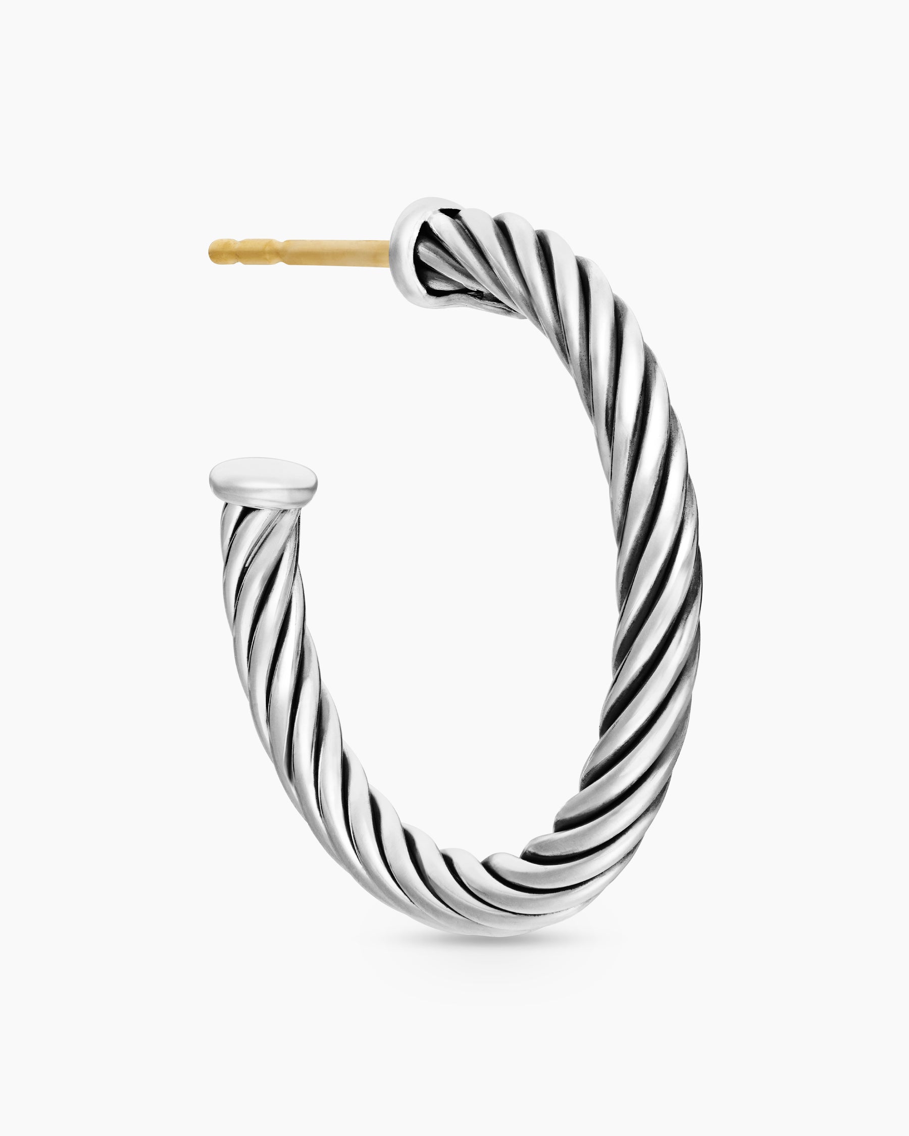 Cable Hoop Earrings in Sterling Silver, 3/4in - Image 5
