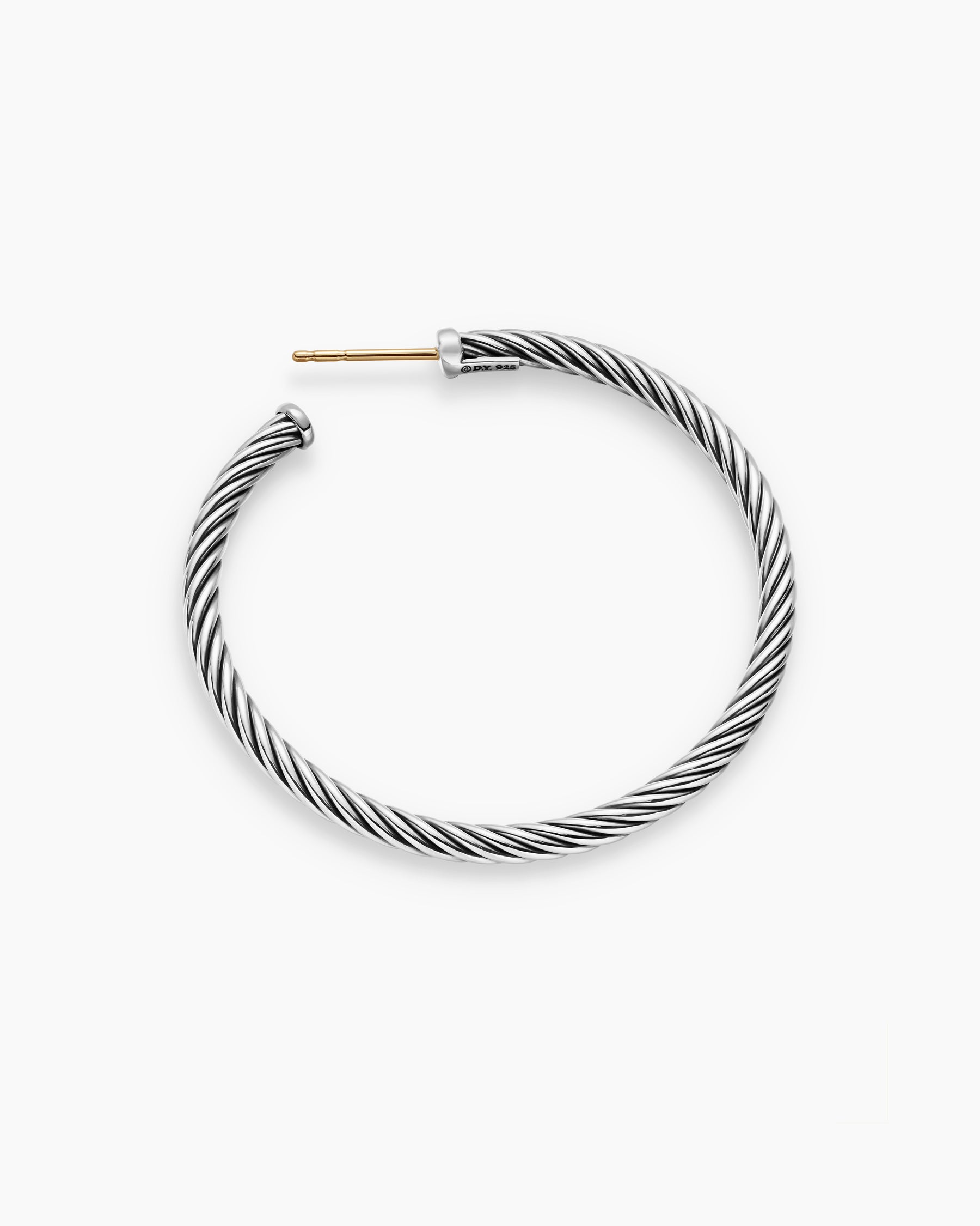 Cable Hoop Earrings in Sterling Silver, 1.5in - Image 3