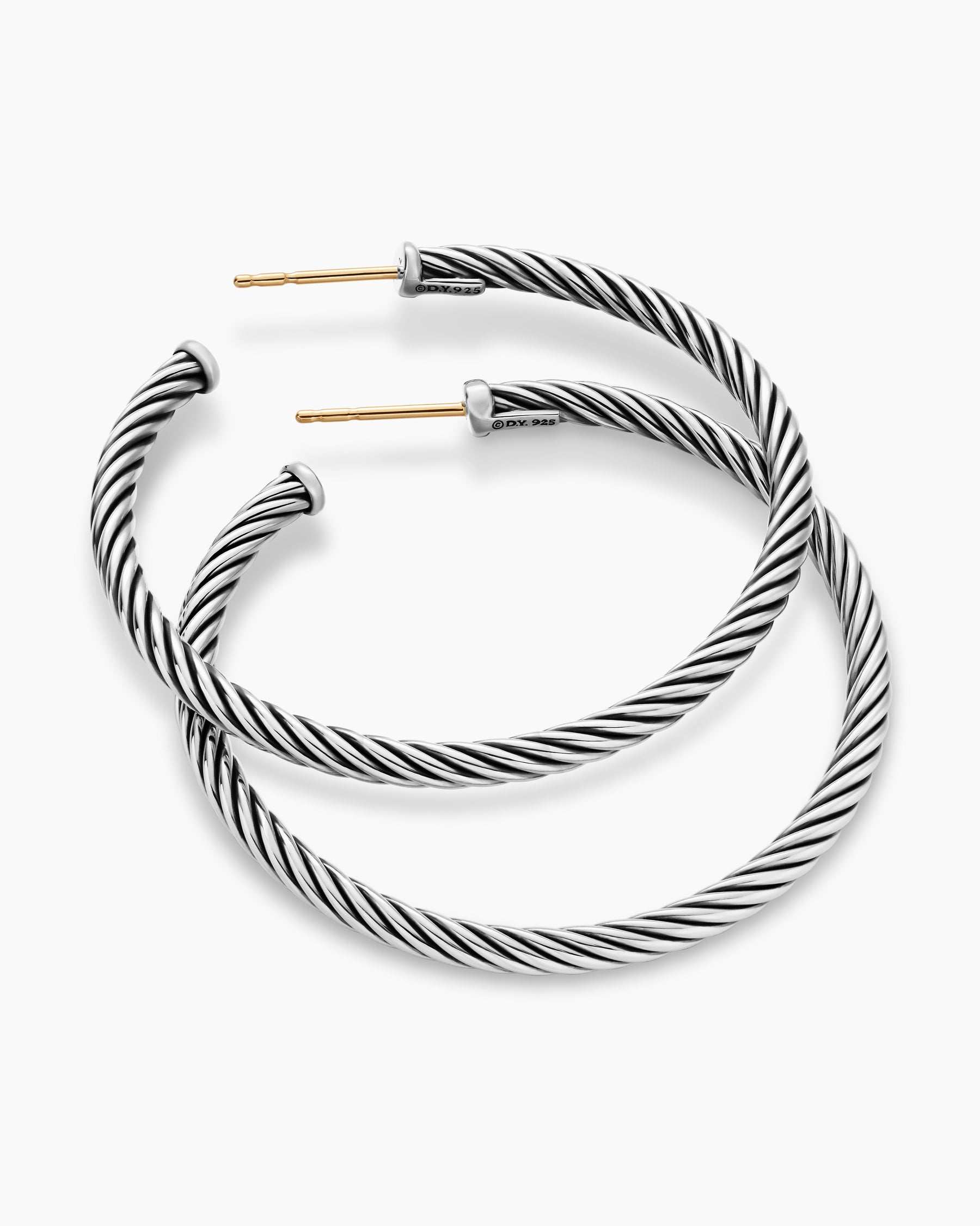 Cable Hoop Earrings in Sterling Silver, 1.5in - Image 4