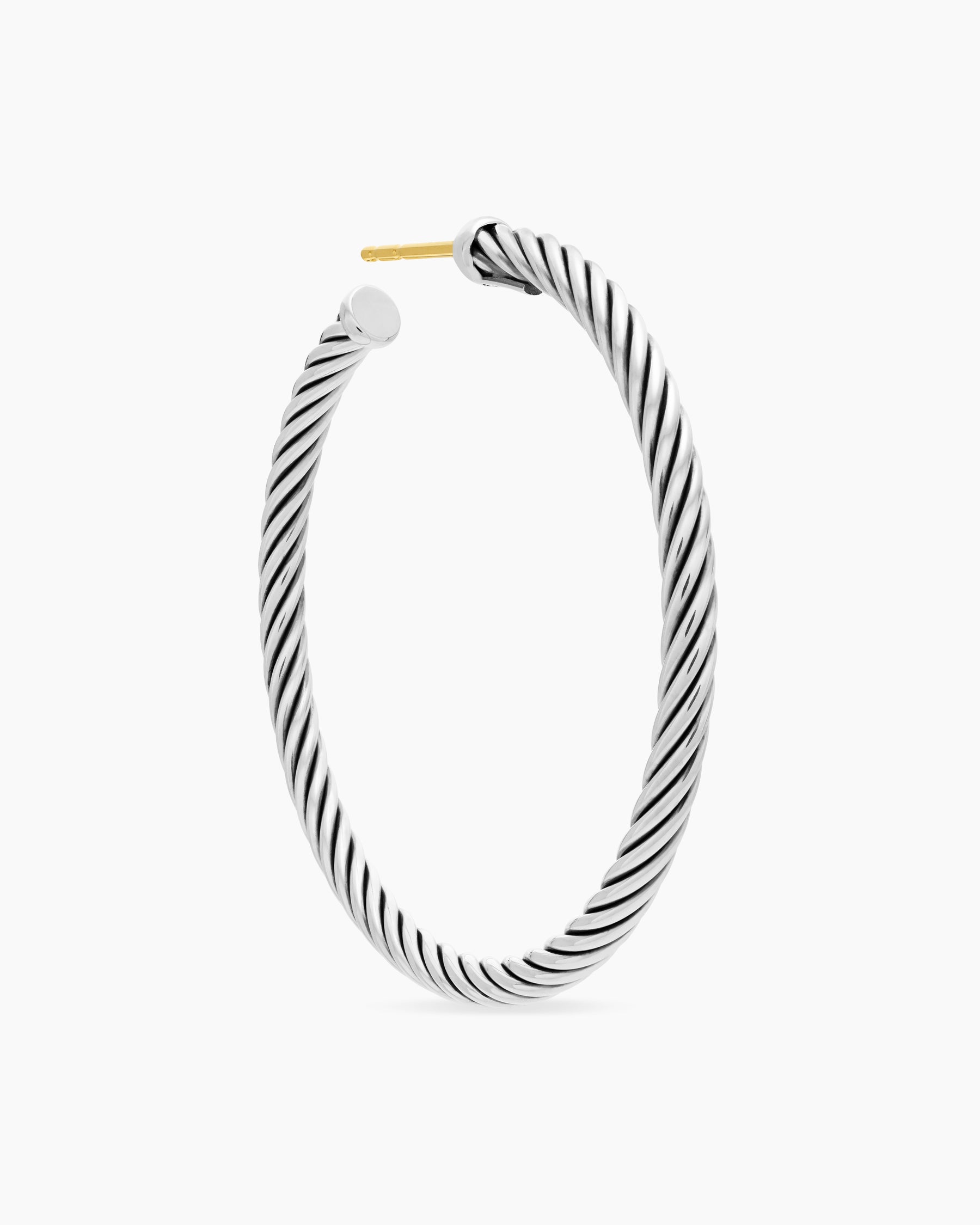Cable Hoop Earrings in Sterling Silver, 1.5in - Image 5