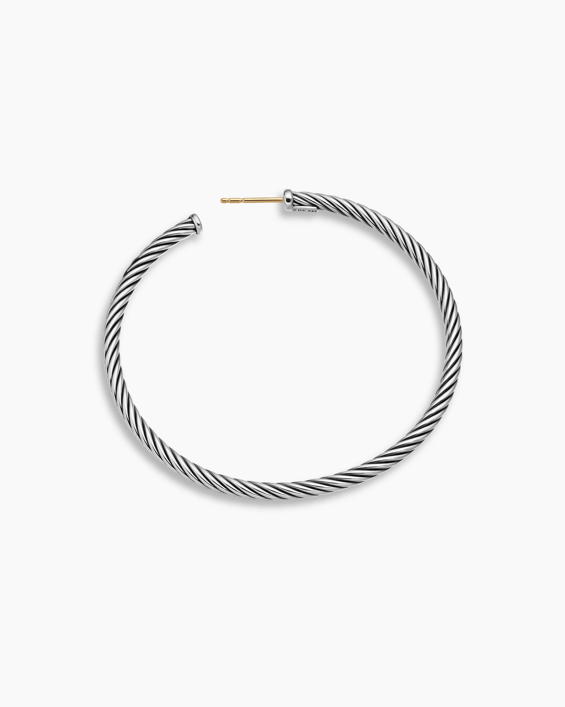 Cable Hoop Earrings in Sterling Silver, 2in - Image 3