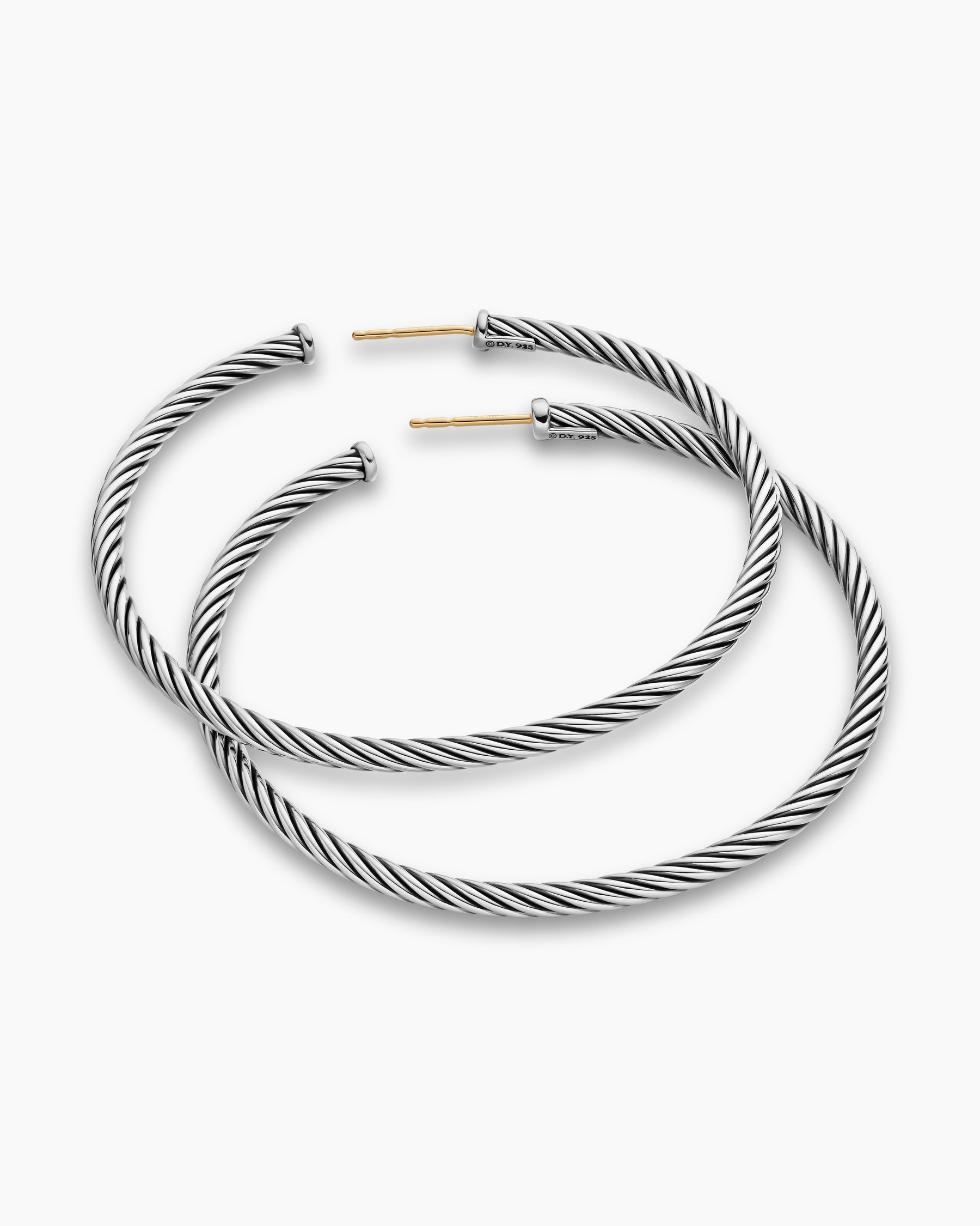 Cable Hoop Earrings in Sterling Silver, 2in - Image 4