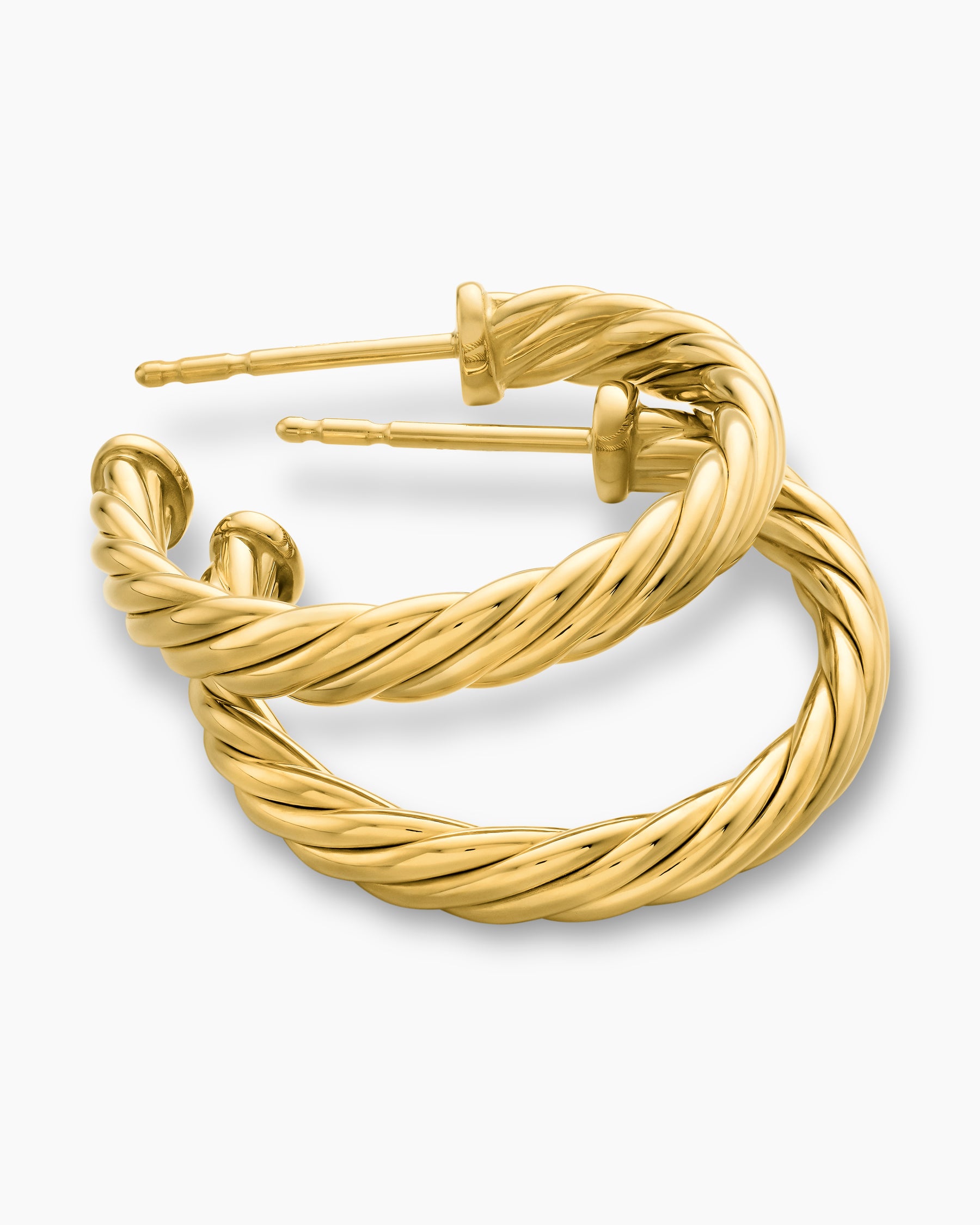 Cablespira Hoop Earrings in 18K Yellow Gold, 3/4in - Image 4