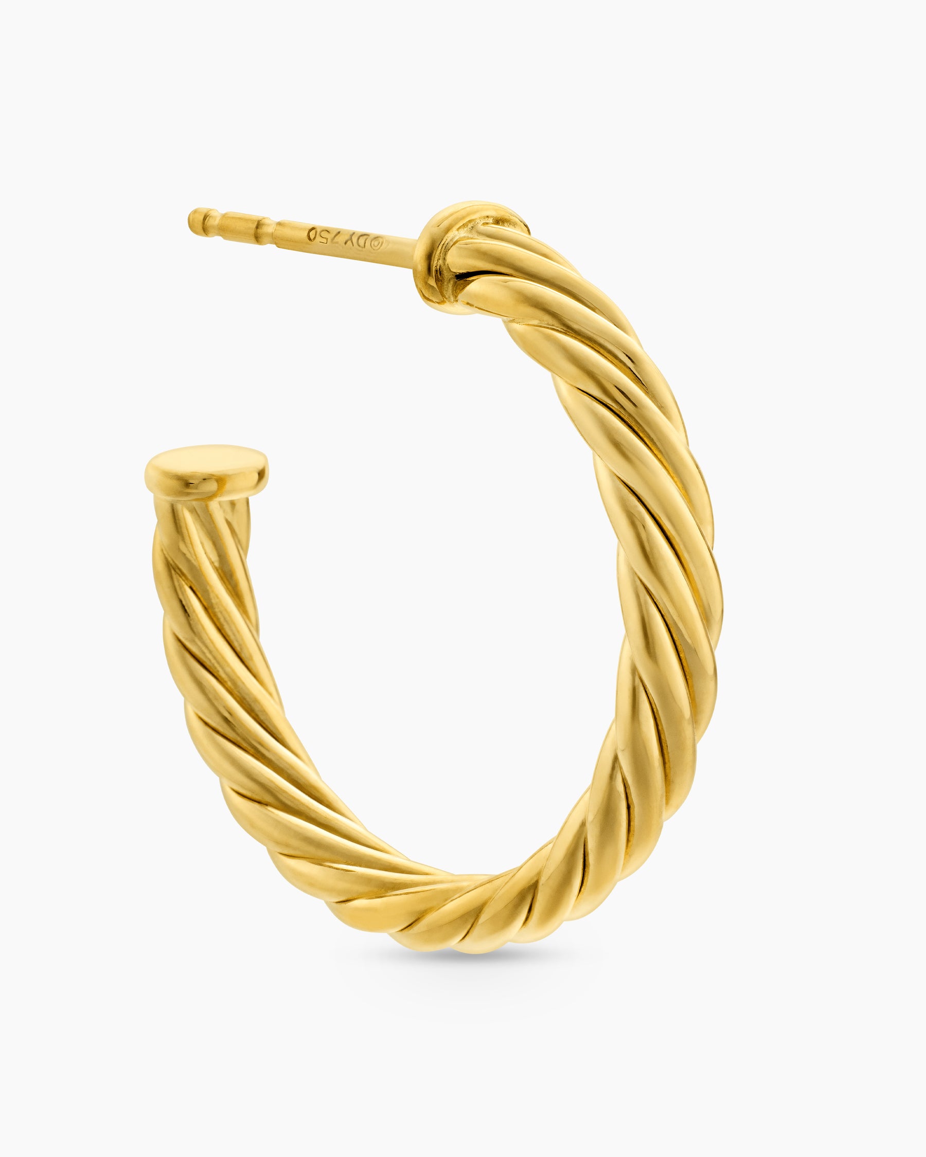 Cablespira Hoop Earrings in 18K Yellow Gold, 3/4in - Image 5