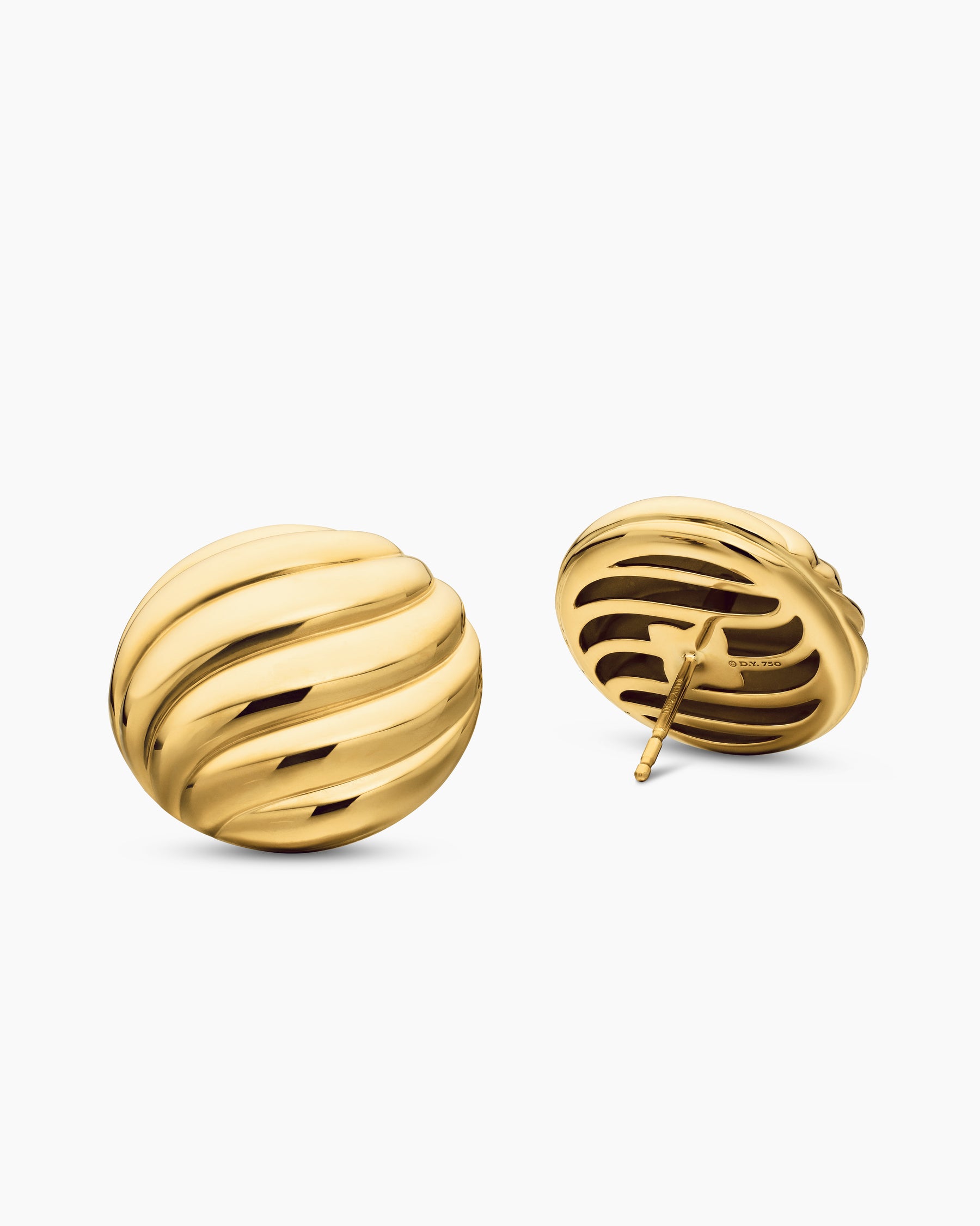 Sculpted Cable Stud Earrings in 18K Yellow Gold, 20mm - Image 3